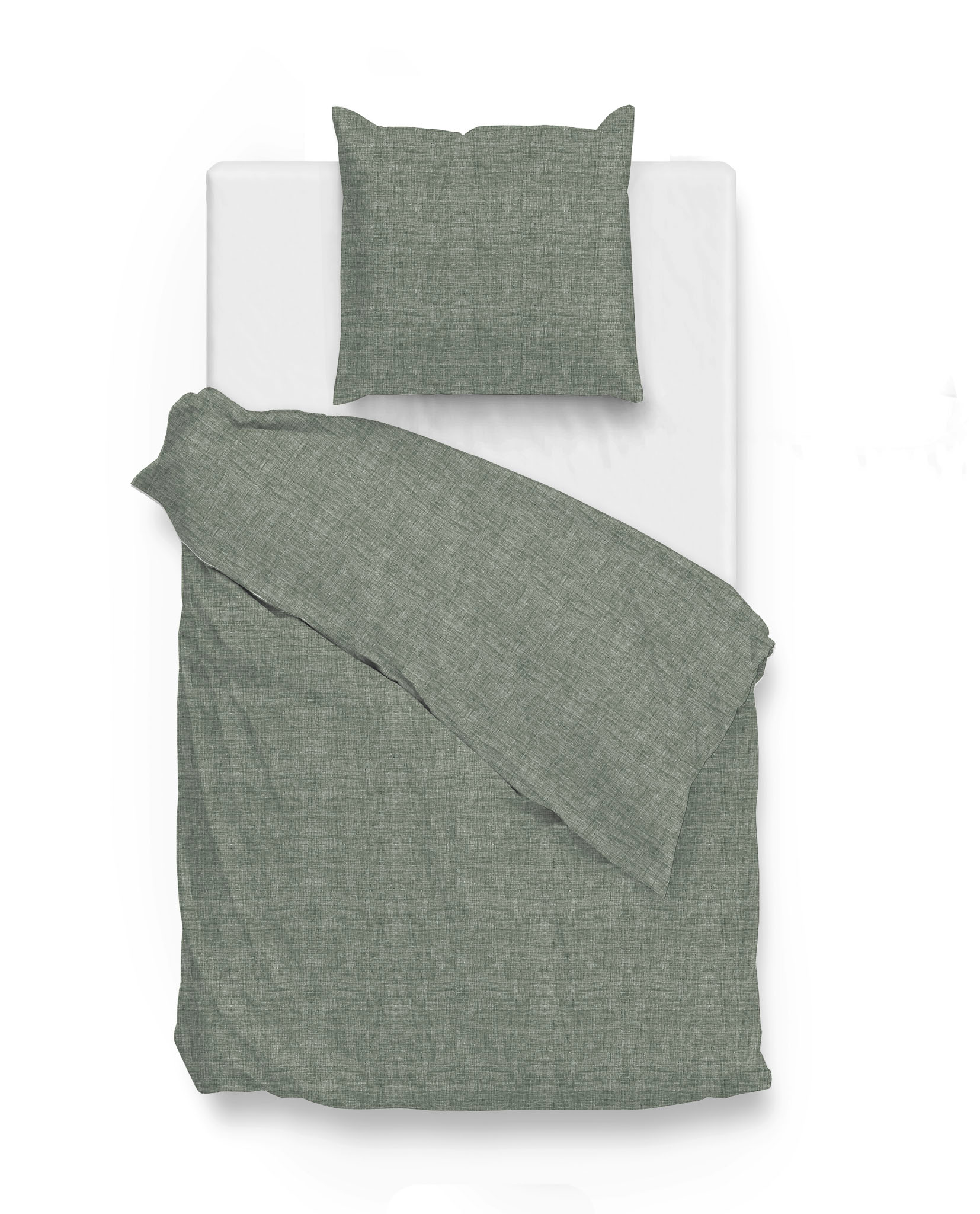 Bettwäsche Lino 155x220cm in Army Green, Bettwäsche, Bettbezug, Kissenbezug, Grün, Stofftextilien