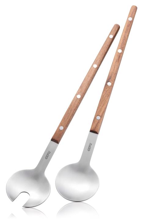 GEFU Salatbesteck 2-teilig Filigo ca. B32,5 H1,5 T6 cm in silber / braun GEFU Salatbesteck 2-teilig Filigo ca. B32,5 H1,5 T6 cm in silber / braun