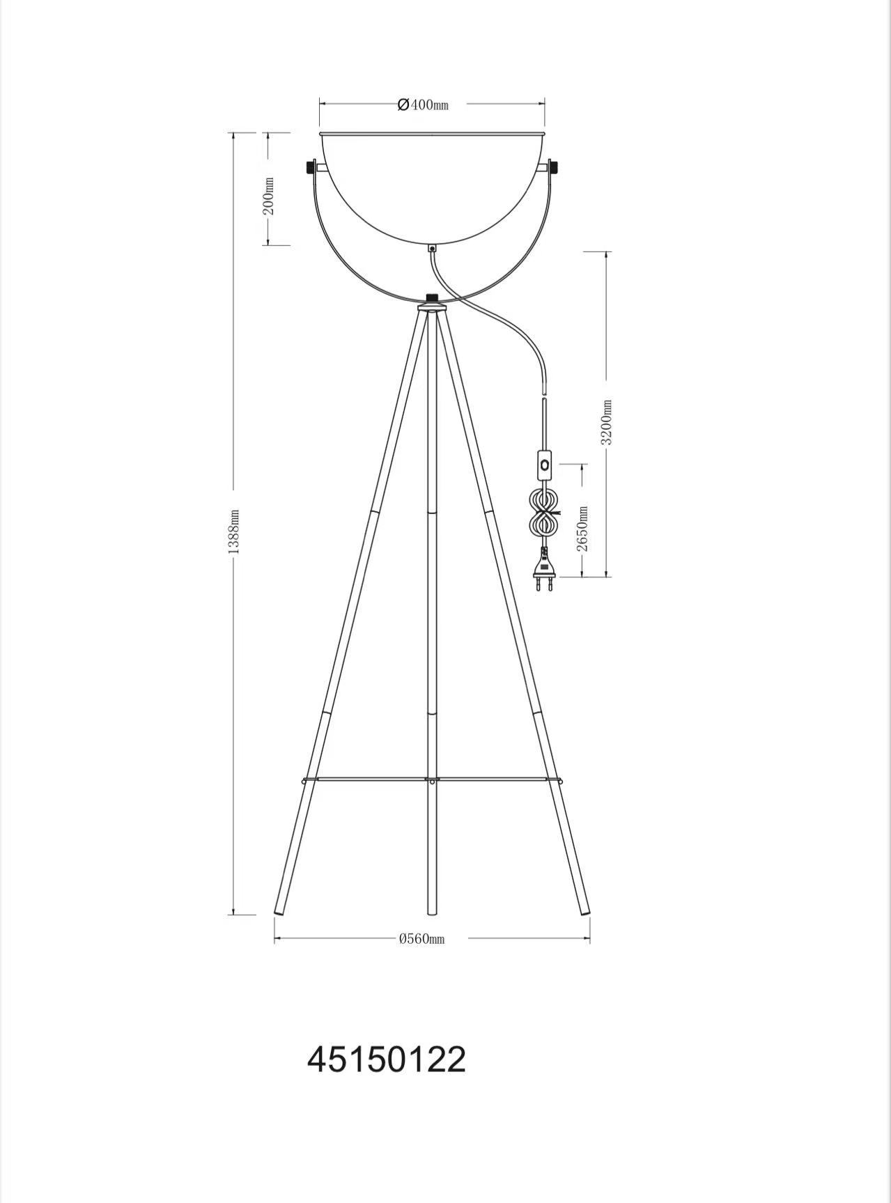 Stehleuchte in Fb. Sandfarben, Stehlampe, Tripod, Schreibtischlampe, Küchenlampe, Indirekte Beleuchtung