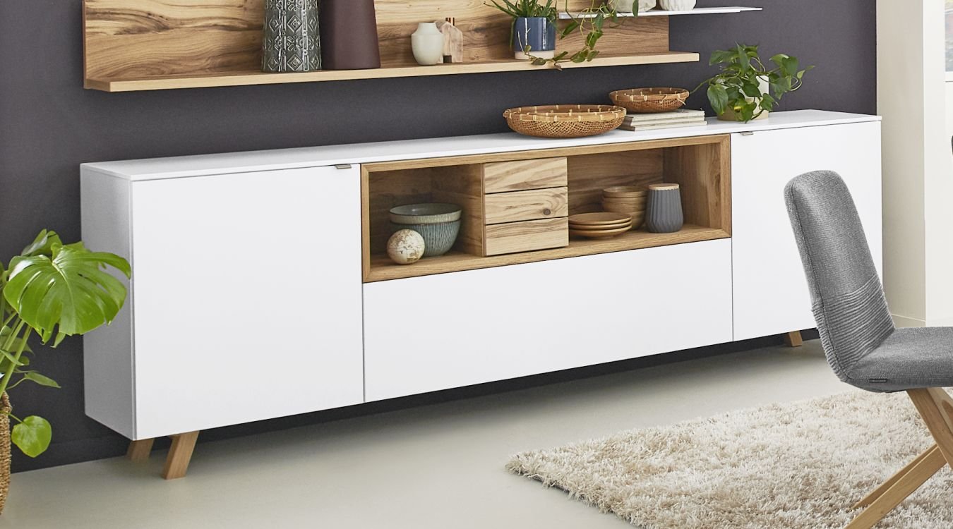 Venjakob Sideboard Andiamo Home in Weiß / Eiche ca. 240 cm breit