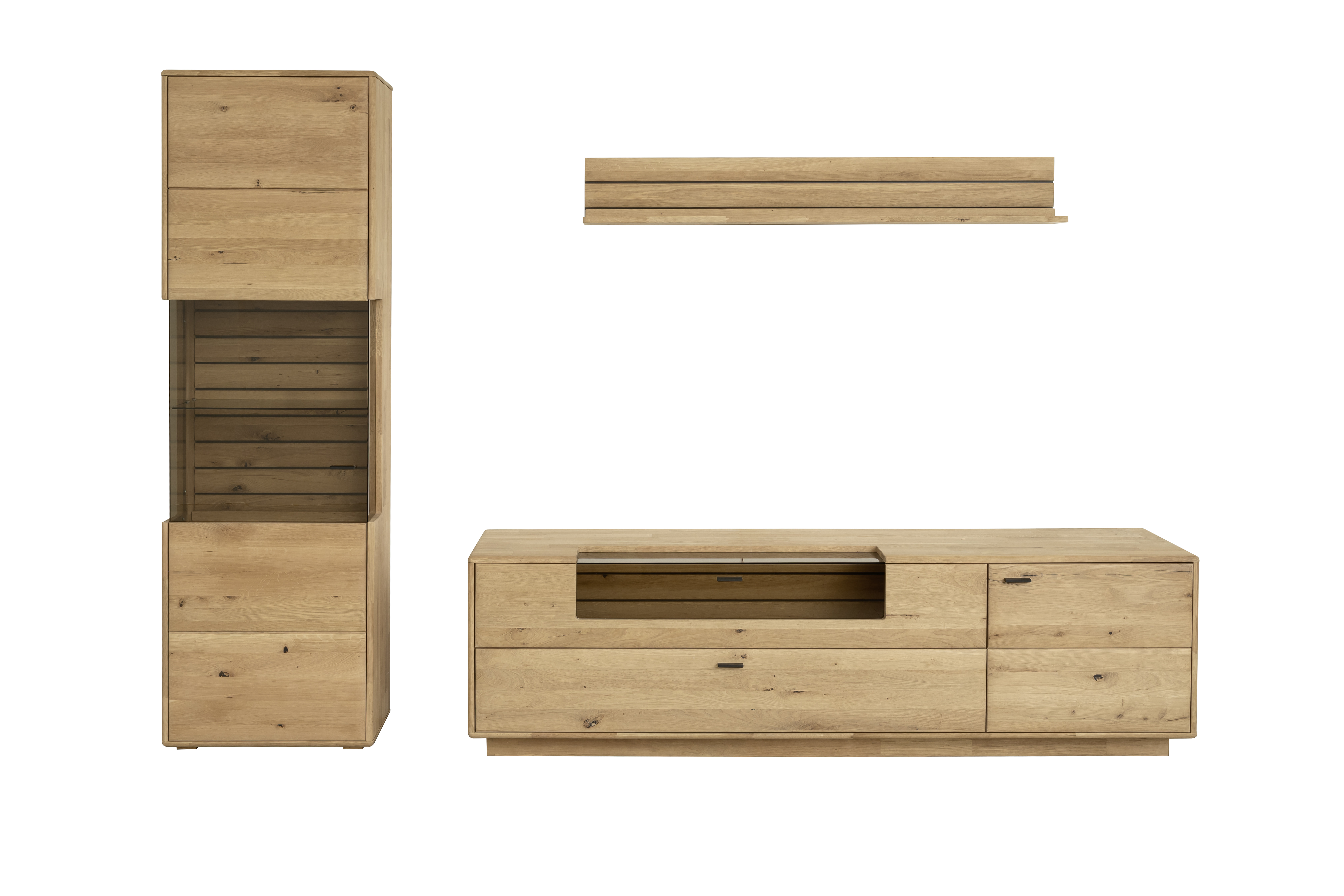 MCA Furniture Wohnkombination GIRONA ca. B293 H207 T50 cm in Ast-/Balkeneiche massiv