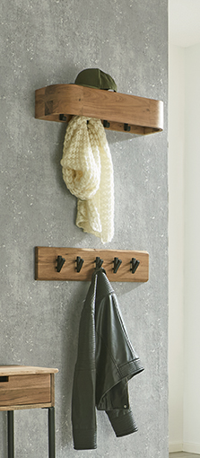 Wandgarderobe in Mehrfarbig, wandhaken, holz, kleiderhaken, jacke, schal