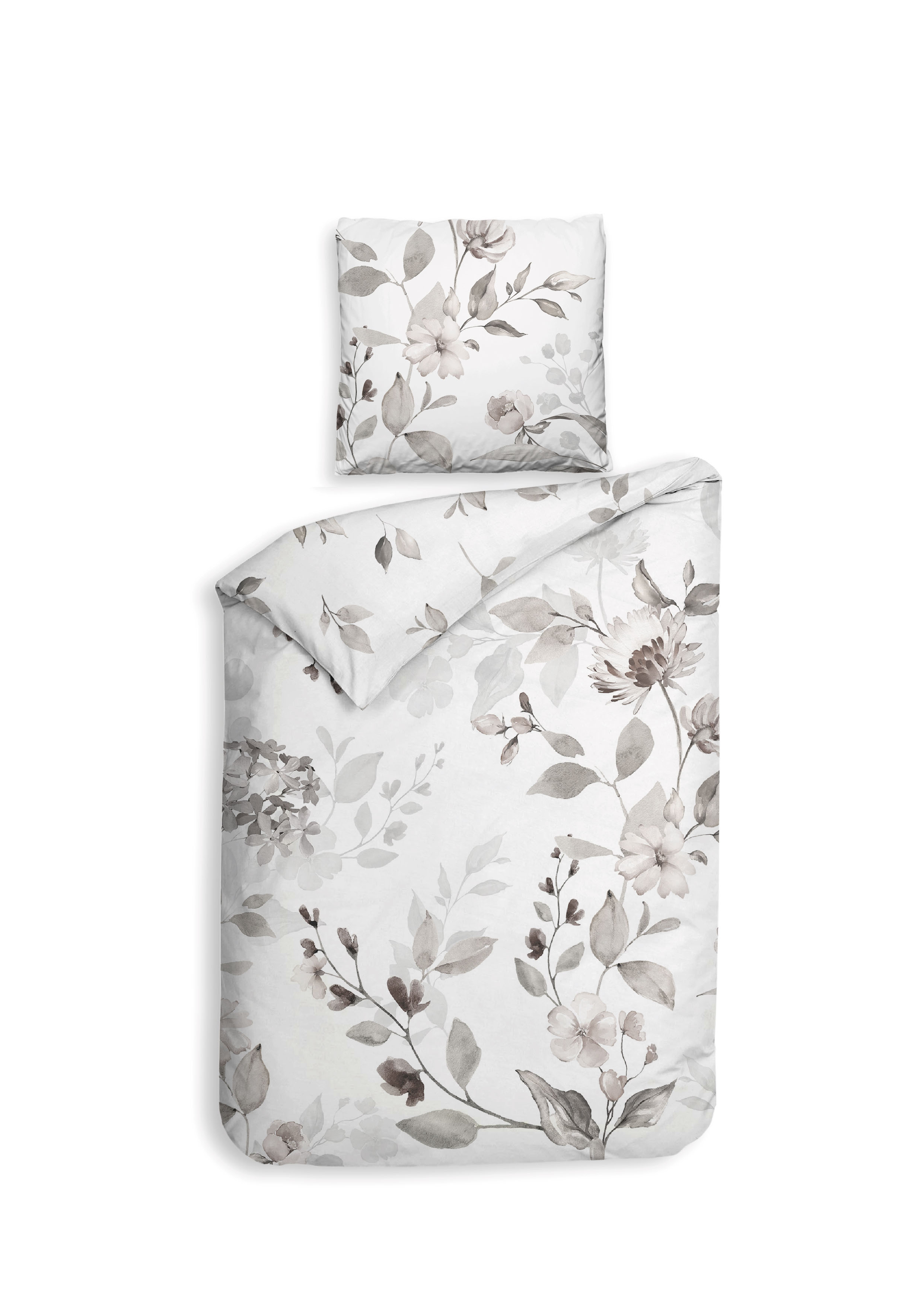 Bettwäsche Amara 155x220 cm in Fb. beige Bettwäsche Amara 155x220 cm in Fb. beige, Bettwäsche, Blumenmuster, Beddecke, Kopfkissenbezug, Leinenoptik