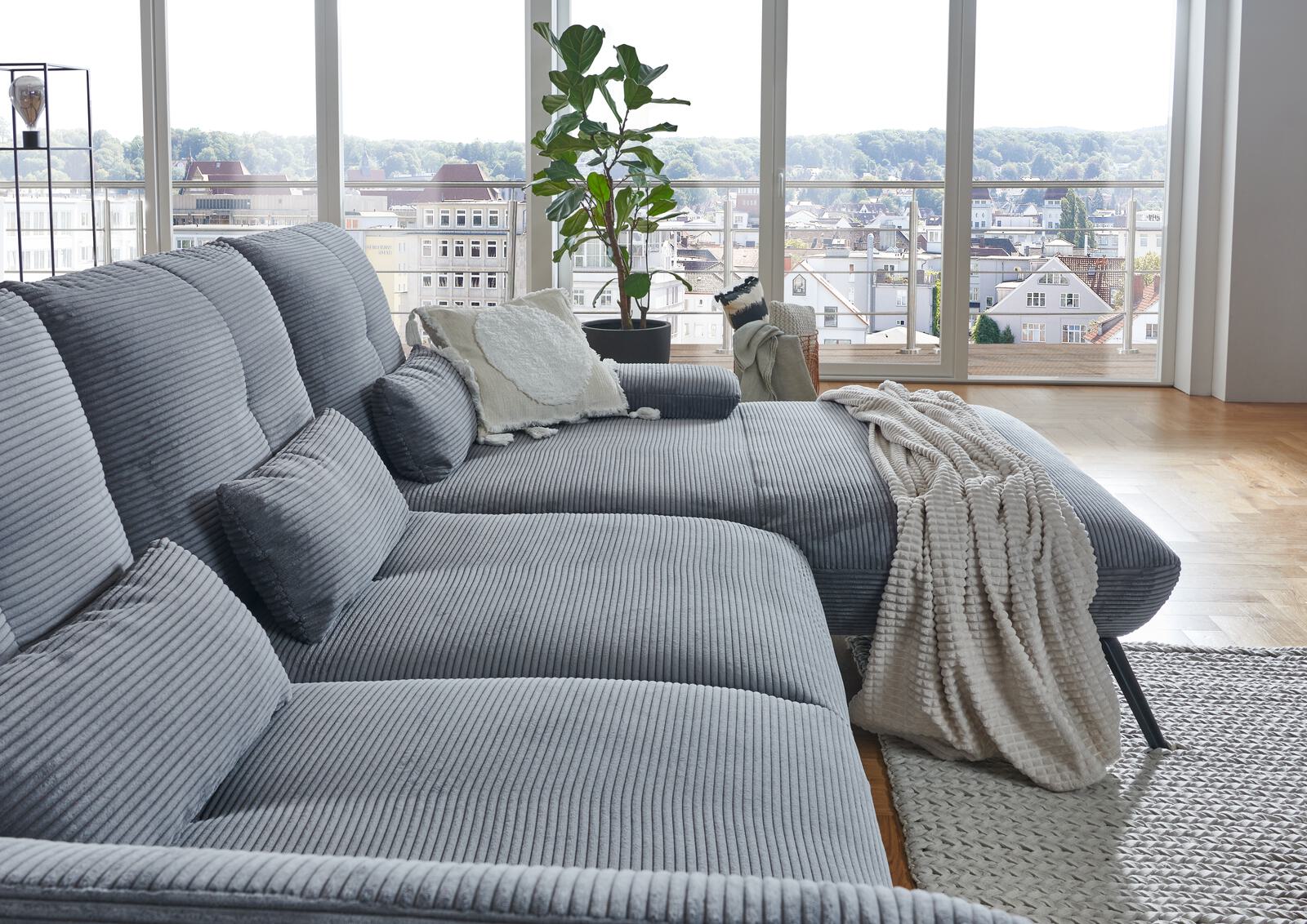 Poco Polstergruppe DOVER ca. 301x191cm in Stoff Cord Lincoln hellgrau