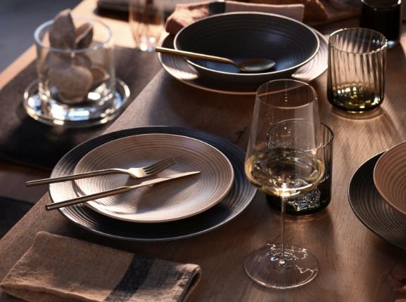 CreaTable Tellerset 12-tlg. Catania in Farbe Anthrazit-sand matt