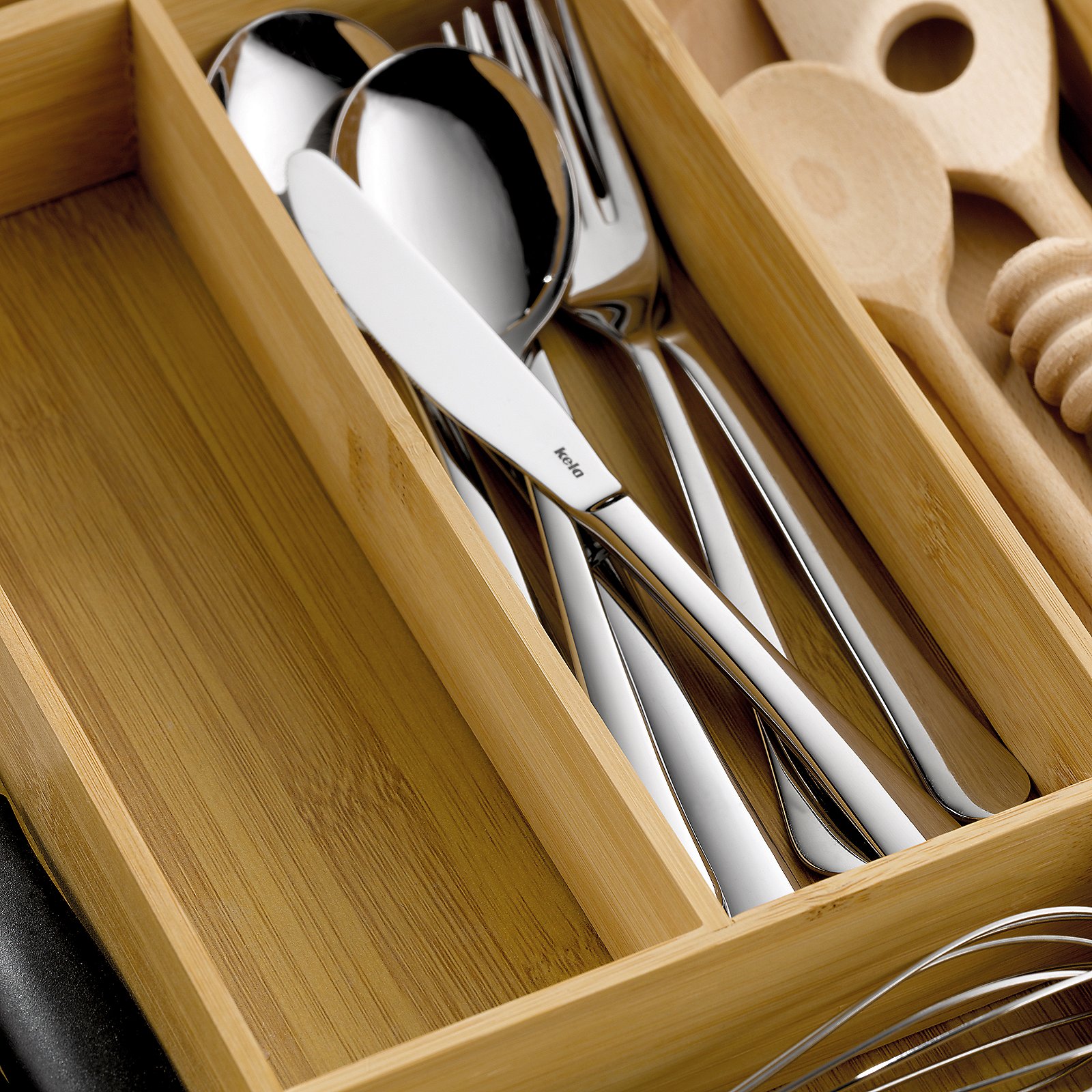 Kela Besteckkasten Kalma KALMA in Hellbraun, Besteck, Löffel, Schublade, Mobiliar, Gabel