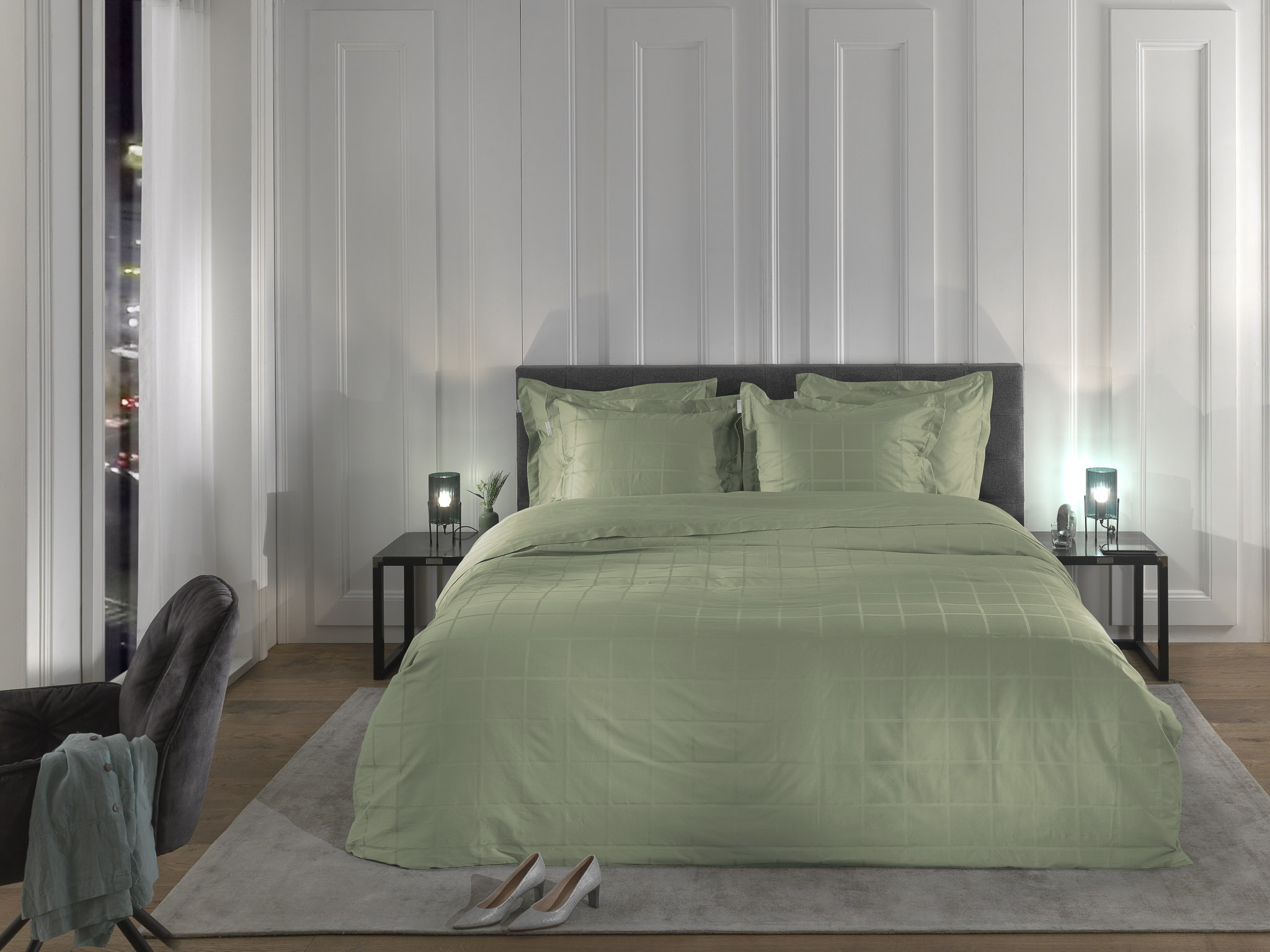Bettwäsche DIAMANTE ca. 200x200cm in Farbe Laurel Green