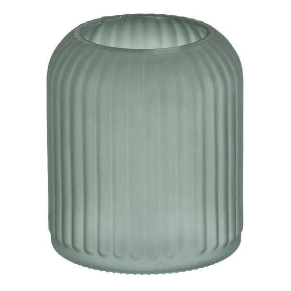 Glas Windlicht ca.11x11cm 4424614-97 in Blau, Vase, Keramik, Gerillt, Grün, Wohnkultur