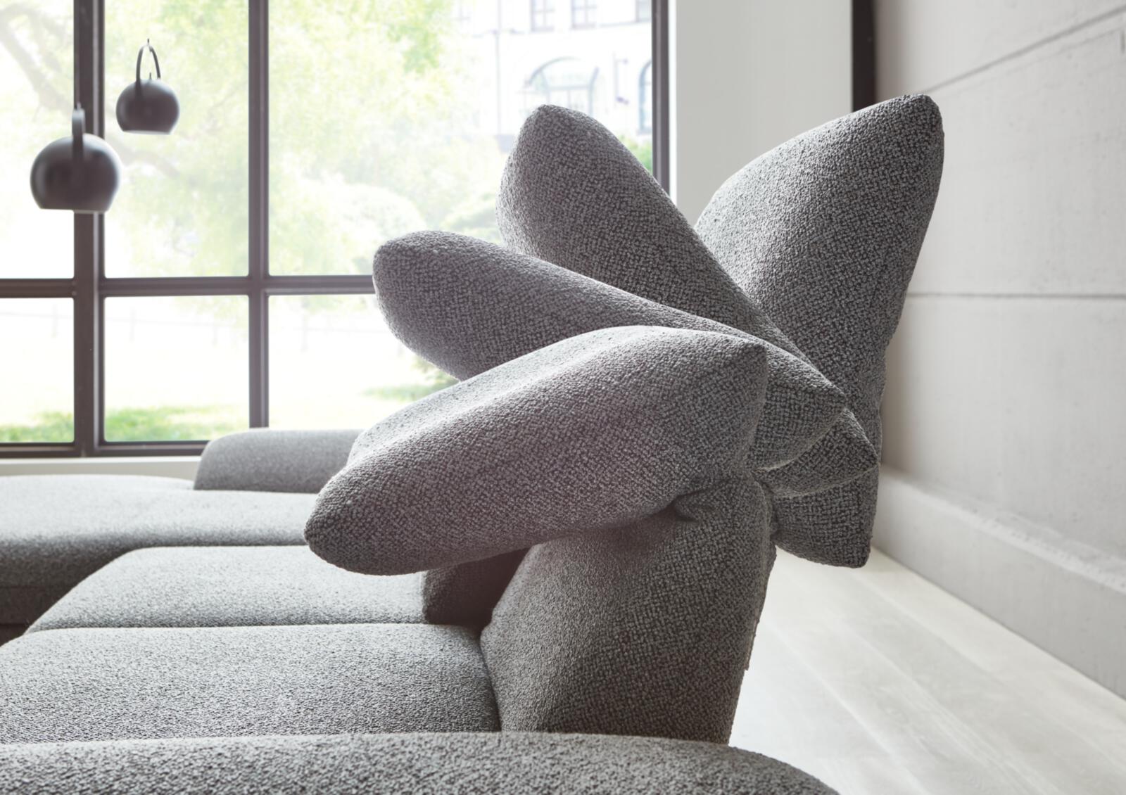 Koinor Eckkombination ELEMENTS ca. 300x152 cm in Stoff Cosmo grau-schwarz, Sessel, Sofakissen, Stofftextur, Grau, Wohnzimmermöbel