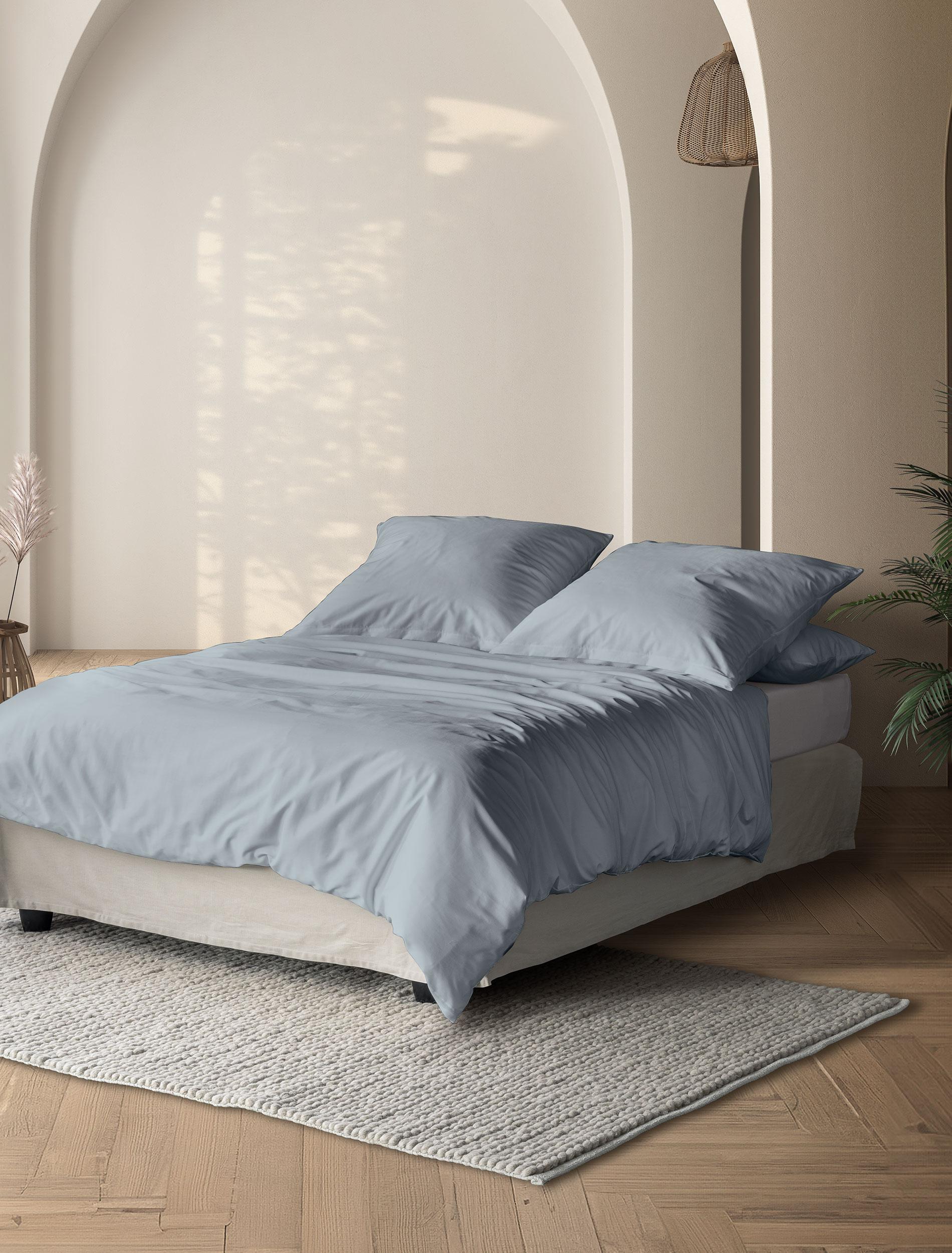 Irisette Mako-Satin Bettwäsche PARIS ca. 155x220cm in Farbe blau, Dekoration für Zuhause, Mobiliar, Bett, Drinnen, Innenarchitektur