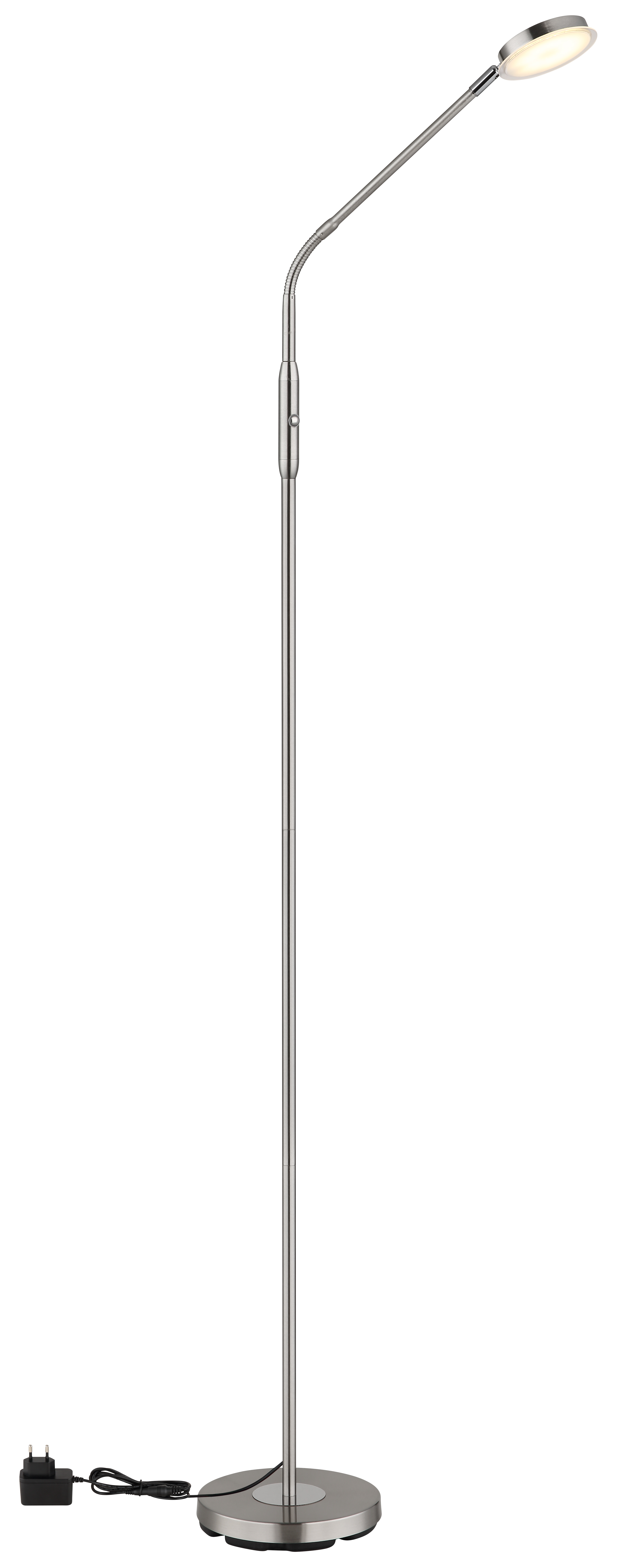 LED-Stehleuchte in Fb. Nickel Matt, Stehleuchte, Tischlampe, LED, Metall, Standfuß
