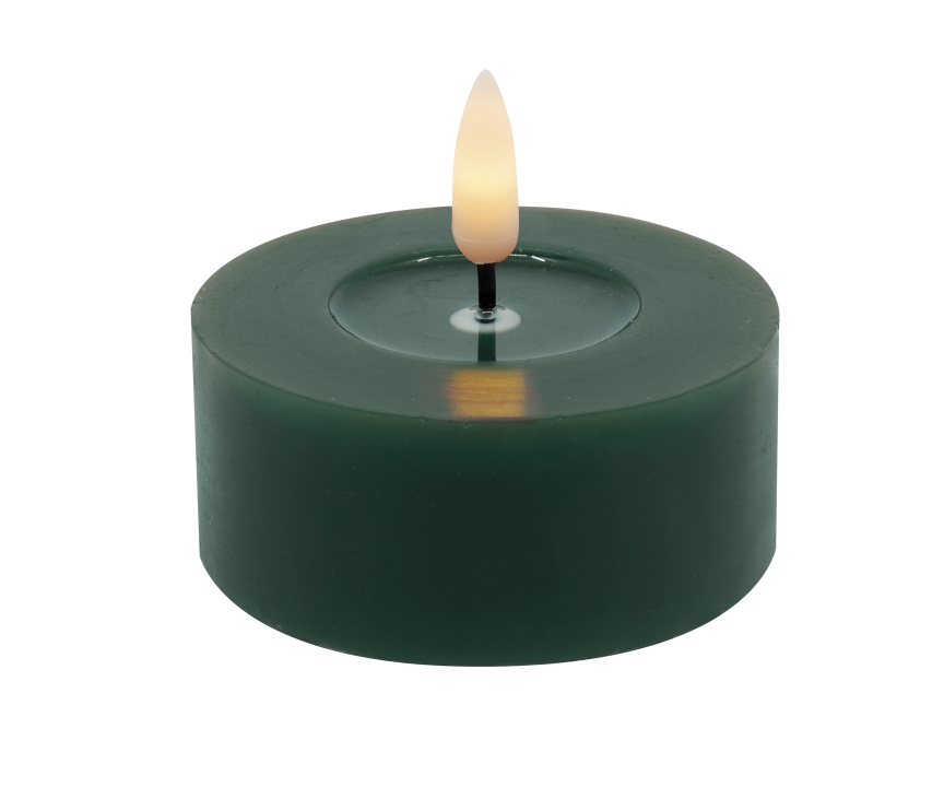 L.C. Wholesaler LED-Teelicht 2er-Set WINTER ca. Ø 6,8, H 3cm in green smooth, 6.8x3cm