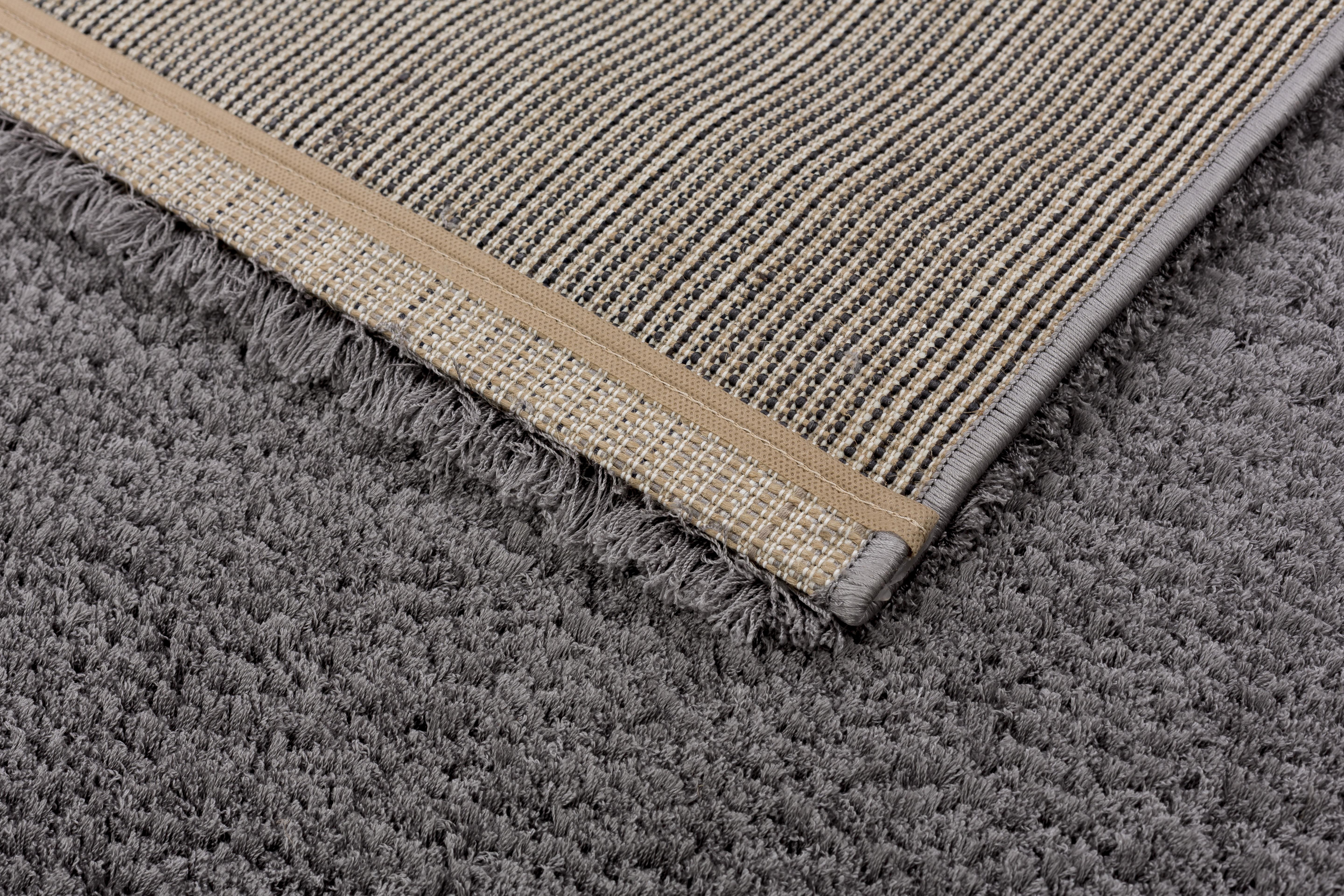 Golze & Söhne Teppich Salerno ca. 80x150cm in Farbe Grau , Teppich, Streifenmuster, Kettelrand, Kuschelig, Grau