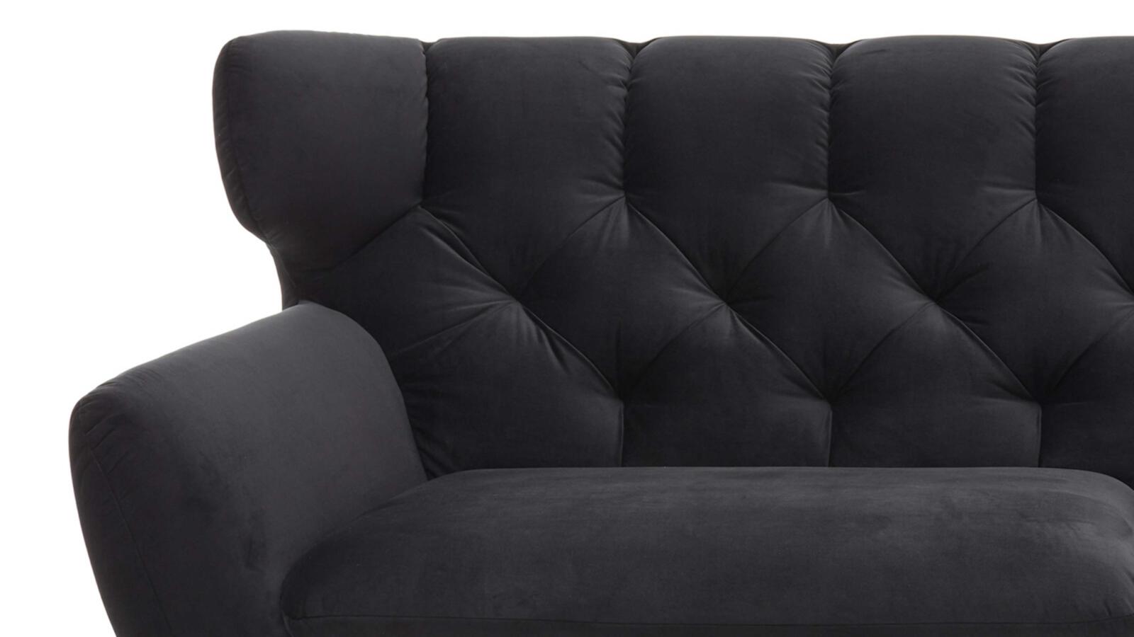 Sofa 2-sitzig SIXTY in Stoff Velvet black, Couch, Mobiliar, Stuhl, Kissen, Sessel