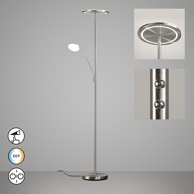 Fischer & Honsel LED-Stehleuchte SORENTO ca. H180 cm, D30,2 cm in Nickel matt, Acrylglas weiß Fischer & Honsel LED-Stehleuchte SORENTO ca. H180 cm, D30,2 cm in Nickel matt, Acrylglas weiß