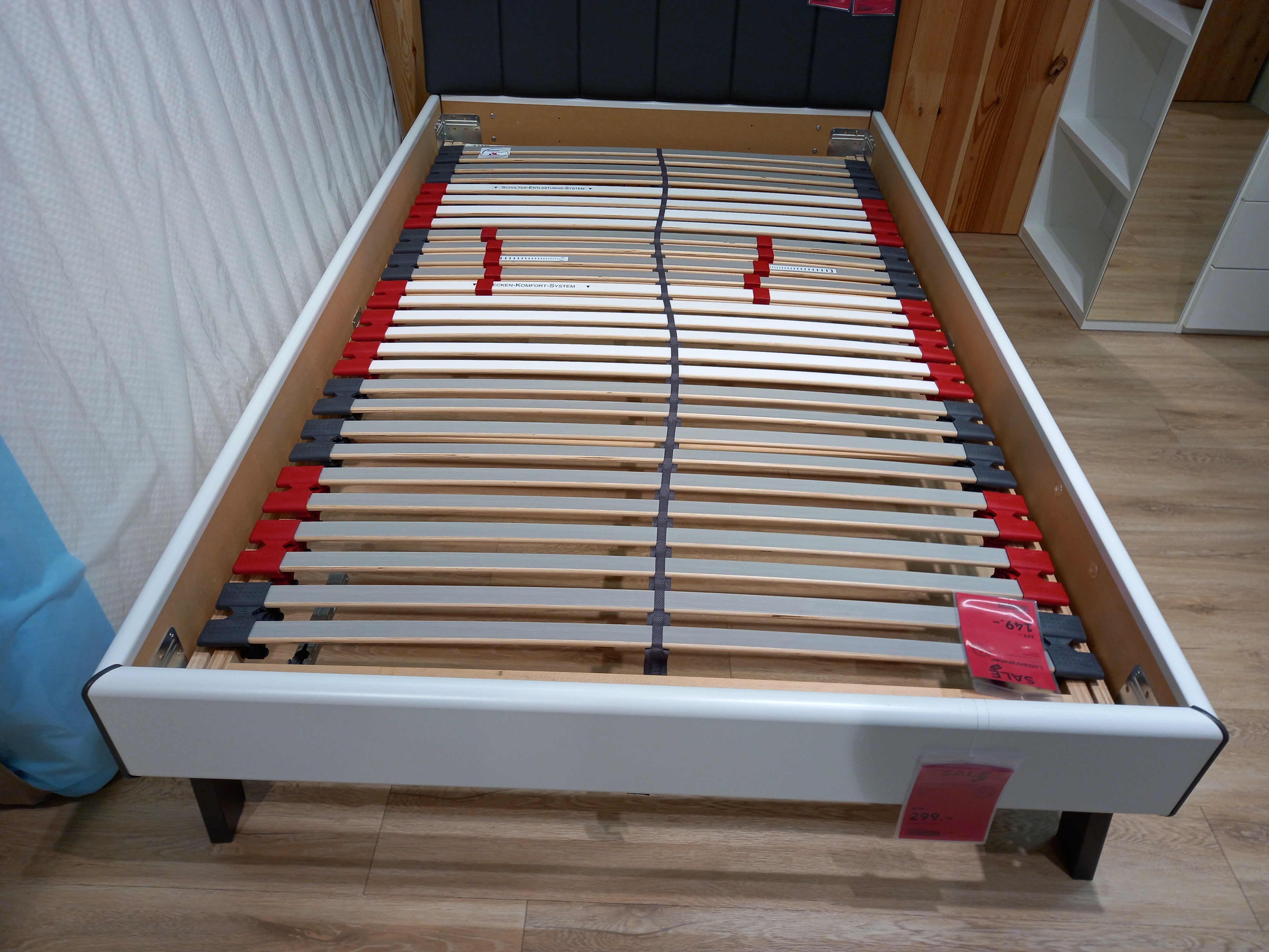 BeCo Lattenrahmen Superflex KF ca. 120x200cm, Bettgestell, Lattenrost, Holzlatten, Weiße Bettumrandung, Flexible Federleisten