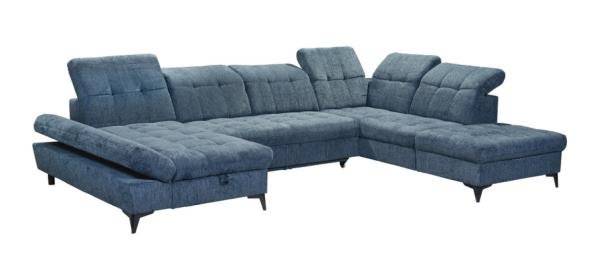 Wohnlandschaft MERCY ca. 168x348x245cm ca. 120x268cm in Ravello teal, sofa, sectional, blue, fabric, reclining