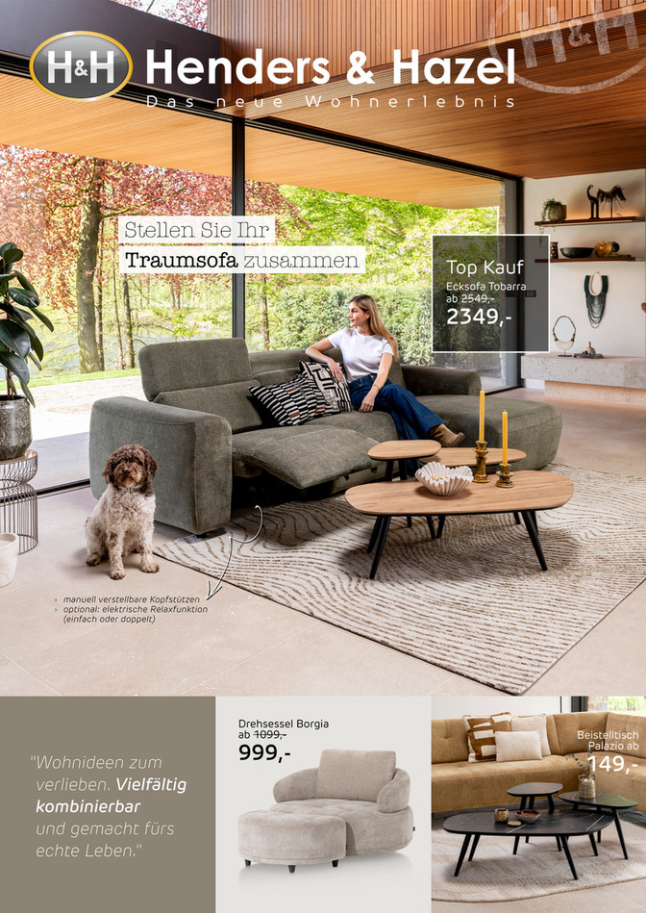 Henders & Hazel Wohnzimmer, Sofa, Couchtisch, Teppich, Dekoration