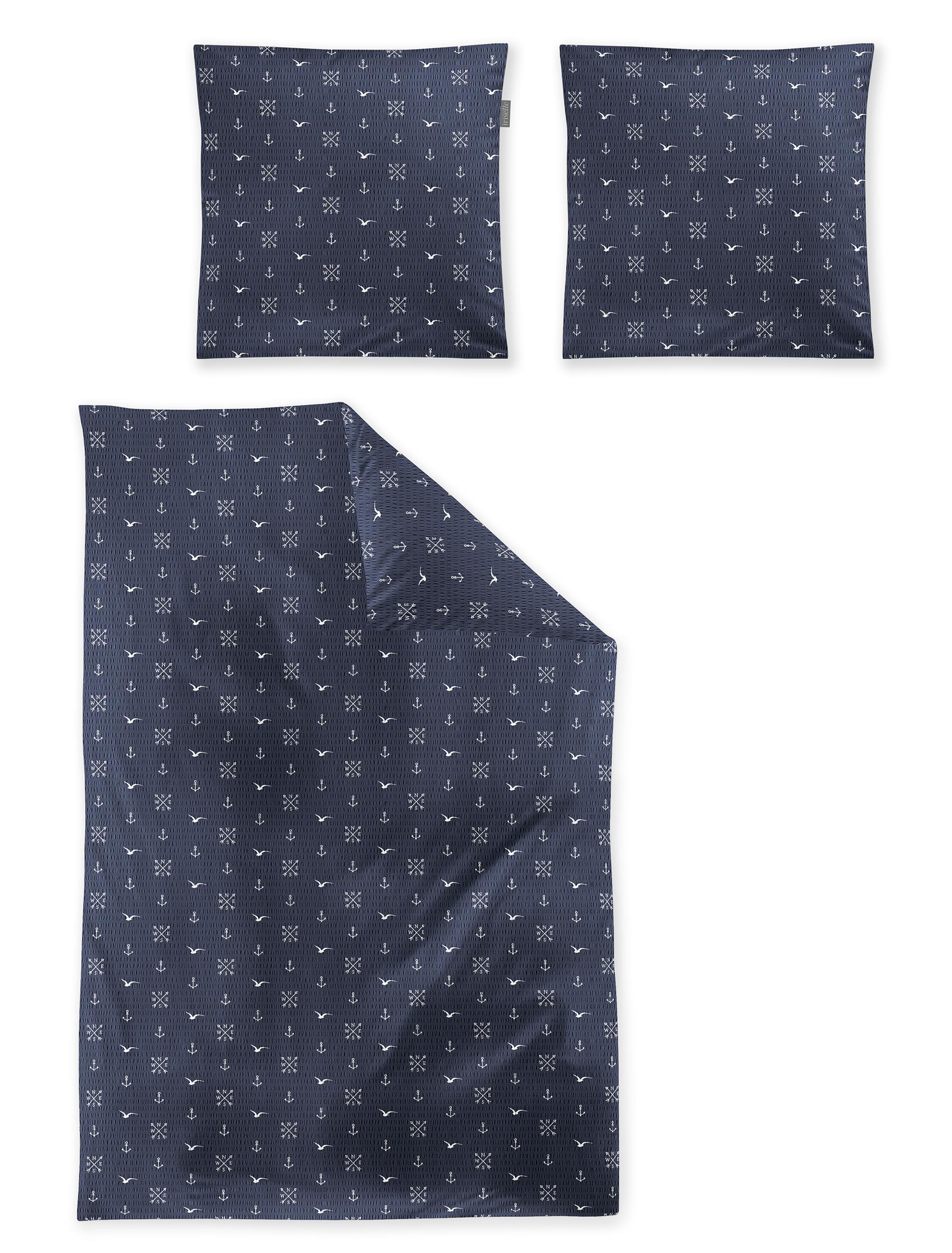 Irisette Seersucker Bettwäsche EASY ca. 155x220cm in Farbe blau