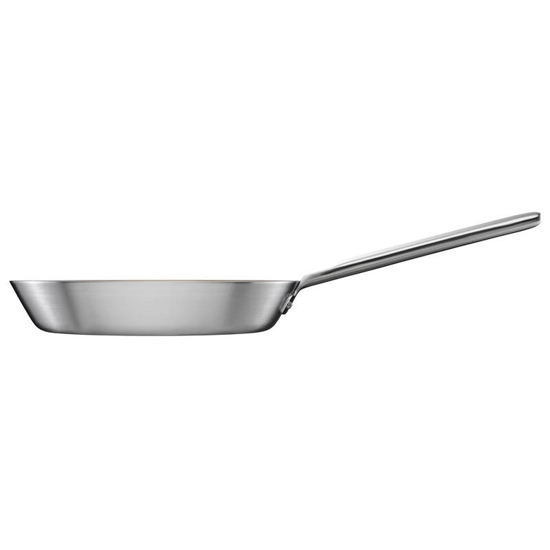 Bratpfanne 26cm in Stahl, Pfanne, Stielpfanne, Edelstahl, Flache Pfanne, Gehäuse glänzend