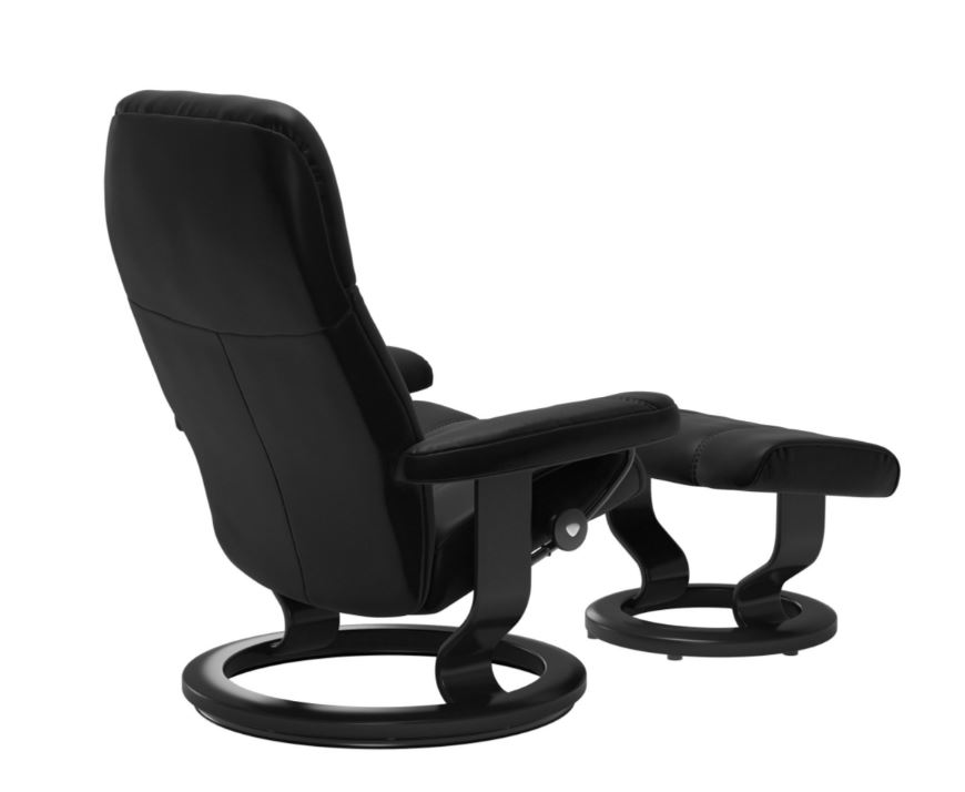 Stressless Sessel mit Hocker CONSUL CLASSIC (M) in Leder Batick schwarz