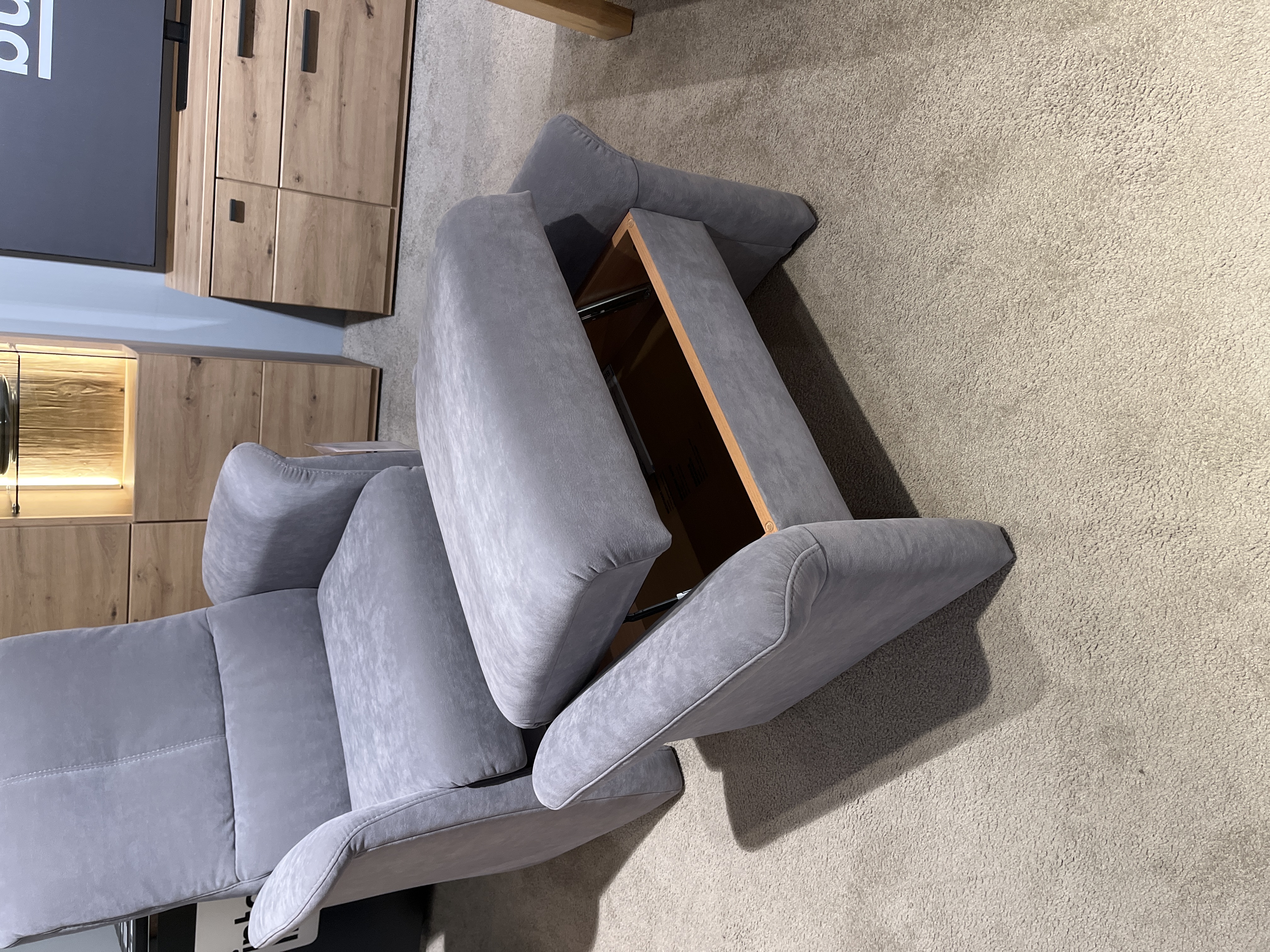 Garnitur SELECT (6001) ca.210x104x109cm in Stoff 18 Nuvano ozean, Sessel, Schlafsessel, Sofa-Sessel, Bezugsgestrickte Oberfläche, Großer Kissen, Holztischunterbau