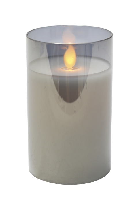 L.C. Wholesaler LED-Kerzenglas FESTIVAL ca. Ø 7,5, H 12,5cm in grey 7.5x7.5x12.5 Wackelflamme