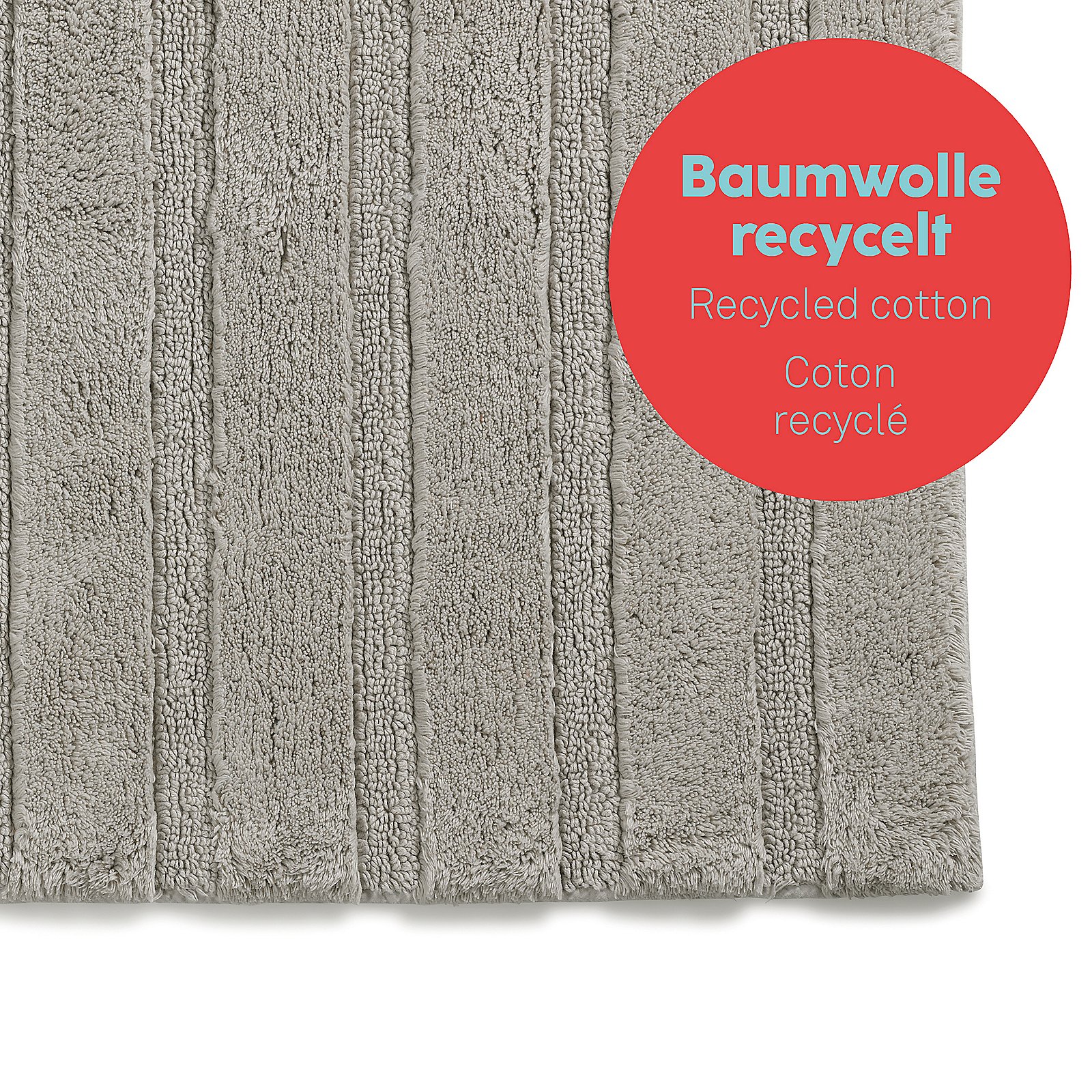 Kela  Badematte MEGAN in Farbe silbergrau, Badematte, Baumwolle, Recycelte Baumwolle, Grau, Textilboden