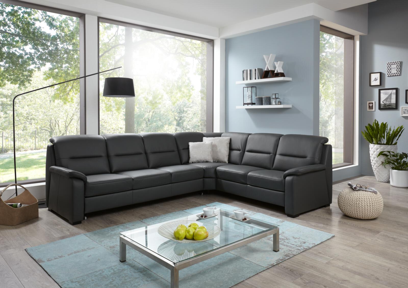 Modulmaster Rundecke MM-PN1009 ca. 303x245cm in Leder Torro anthrazit, Couch, Mobiliar, Inneneinrichtung, Tabelle, Wohnzimmer