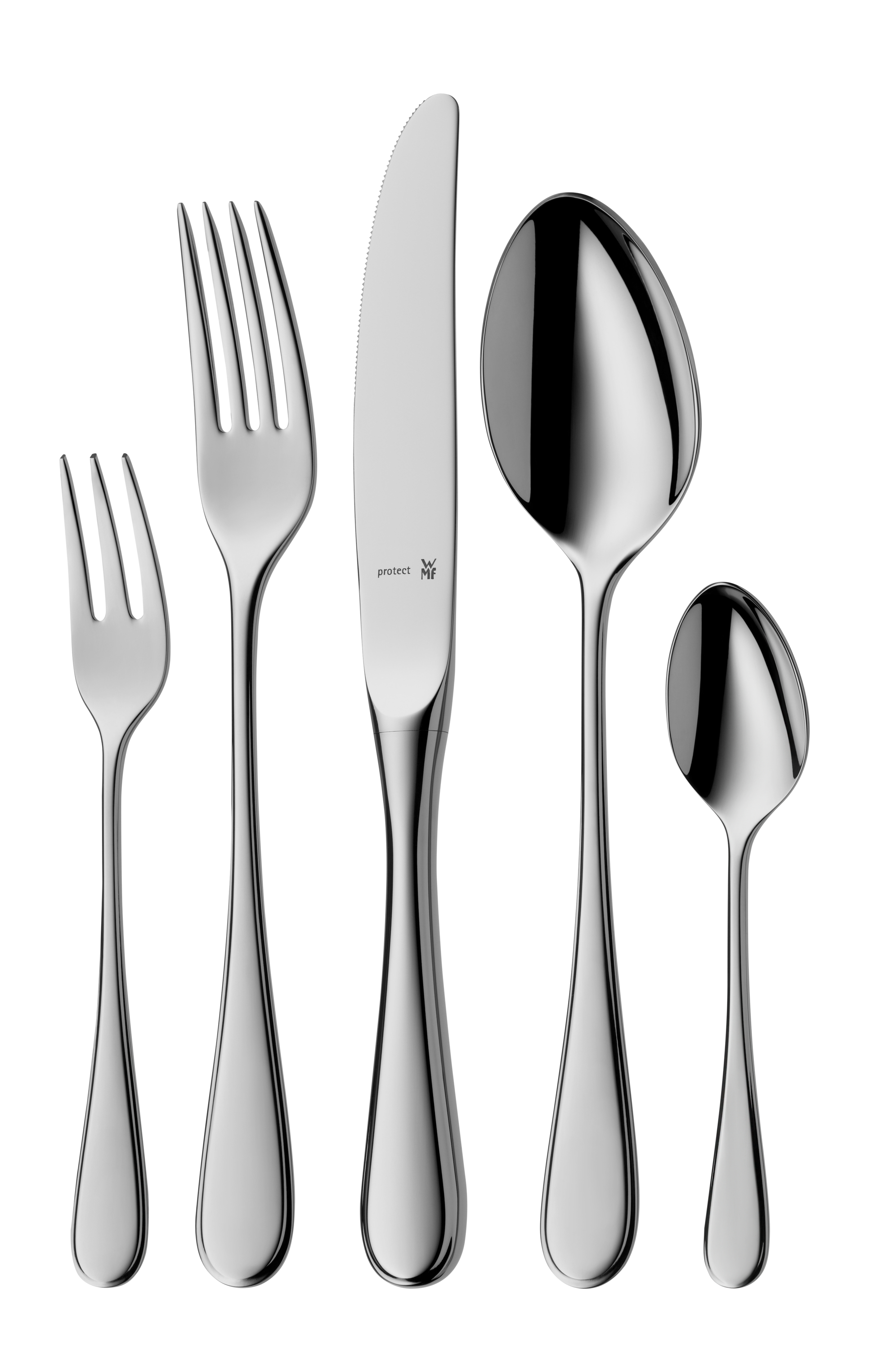 WMF Kent Plus Besteck-Set, 30-teilig, Cromargan protect® in poliertem Edelstahl, Gabel, Messer, Kombiset, Edelstahl, Besteck
