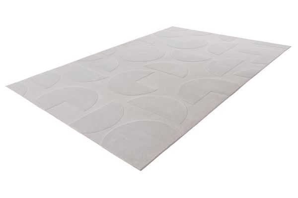Webteppich FOCUS ca. 160x230cm in Farbe silver, Teppich, Rundungen, weißer Teppich, Pflegeleicht, Musterlos