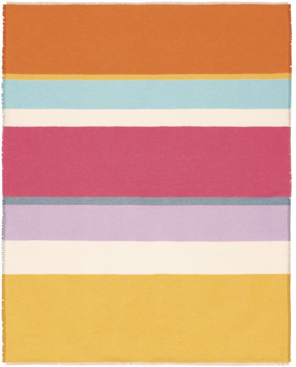 Biederlack Decke ca. 130x170cm in Farbe Nizza Stripe Biederlack Decke ca. 130x170cm in Farbe Nizza Stripe, gestreifter teppich, bunter teppich, flachgewebt, orange, pink, lila, gelb, blau streifen, Fransenkante