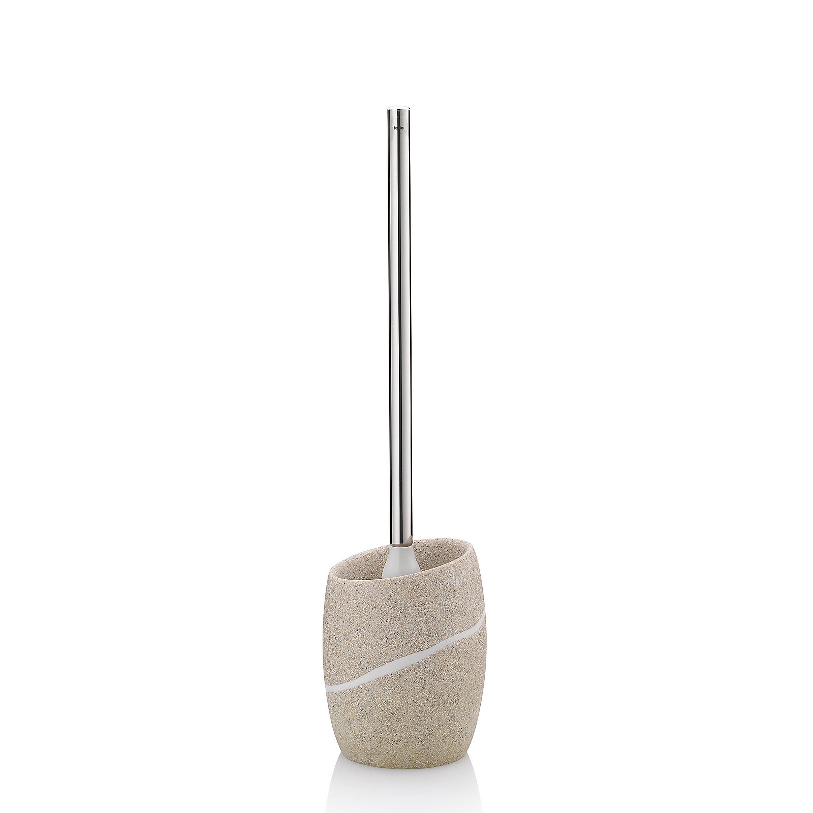 Kela WC-Garnitur Talus Kunststoff Sonstige, Toilettenbürste, Bürstenhalter, Kunststein, Silberstiel, Sandfarbe, Toilettenbürste, Steinhalter, Edelstahlgriff, Steinbasis, Badezimmerzubehör