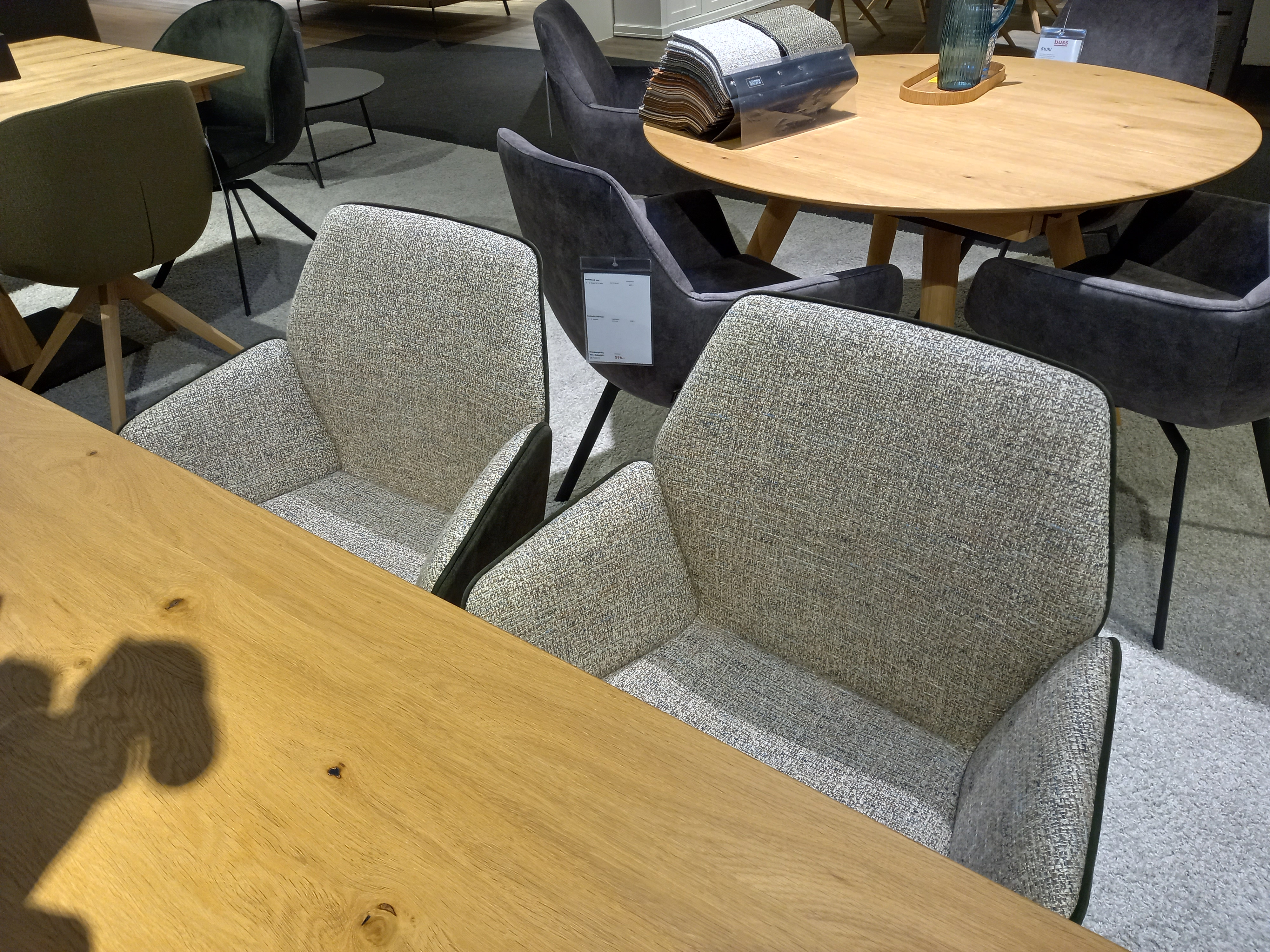 SCHÖNER WOHNEN-Kollektion Stuhl 4er-Set HONEY PLUS in Stoff Würzburg sand/Dubai dunkelgrün Stuhl 4er Set in Sitz/Rücken Würzburg sand