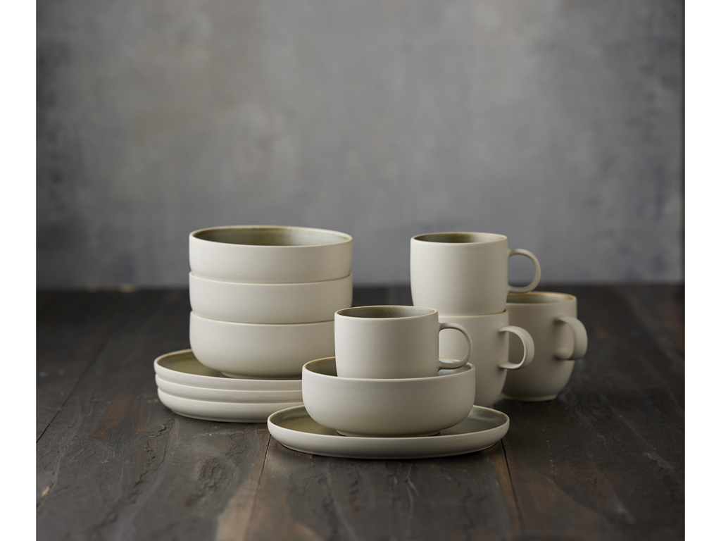 F&H Brunch-Set STUDIO ROUND NORTH in Farbe Matte white/Matte moss