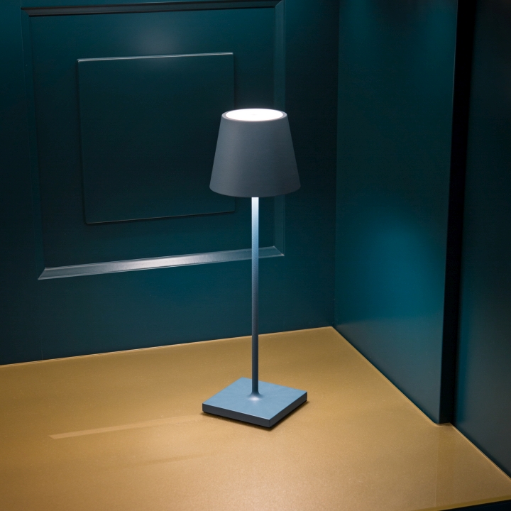 Sigor LED-Akku-Tischleuchte Nuindie in Farbe delphinblau, dimmbar