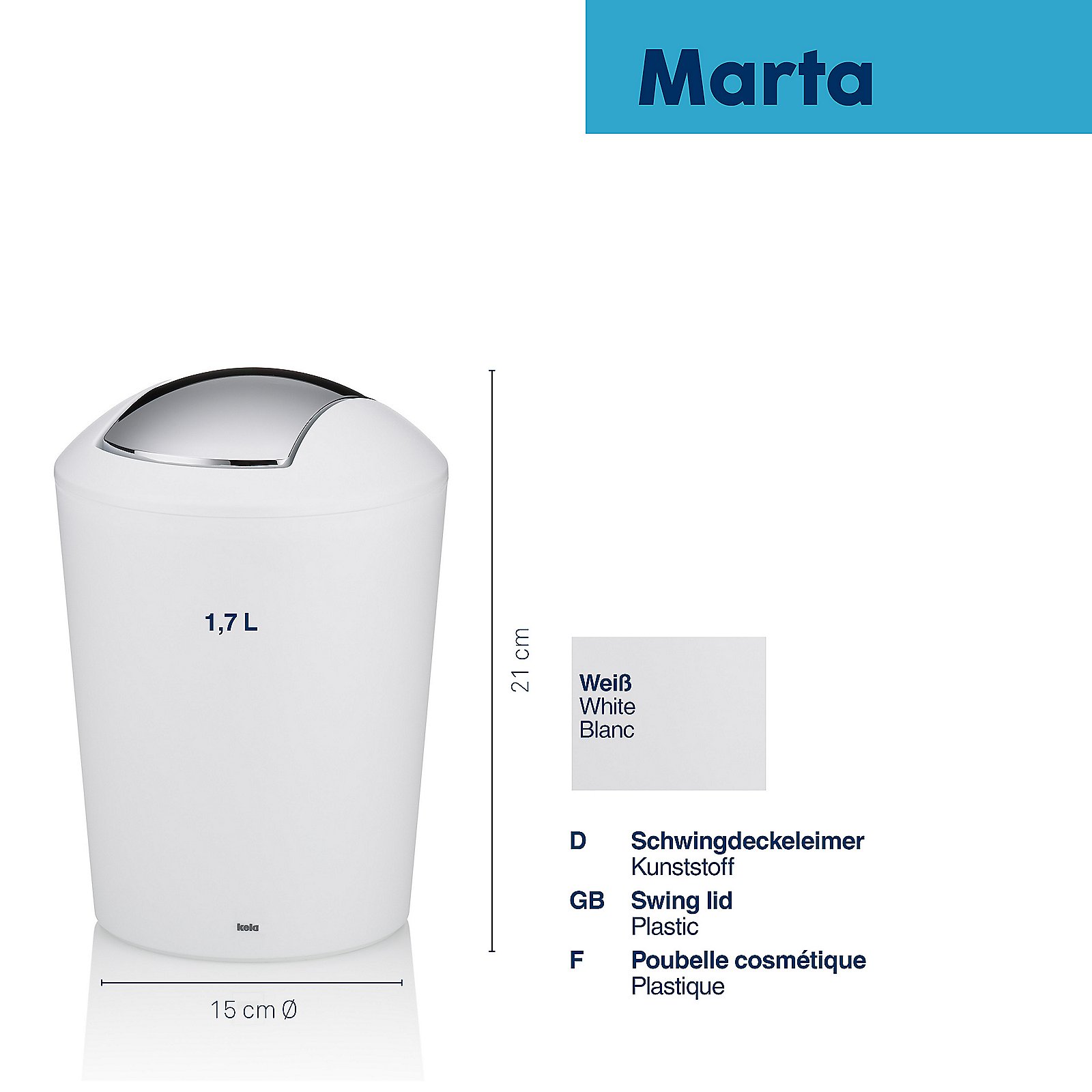 Kela Schwingdeckeleimer Marta MARTA in , Zinn, Kann