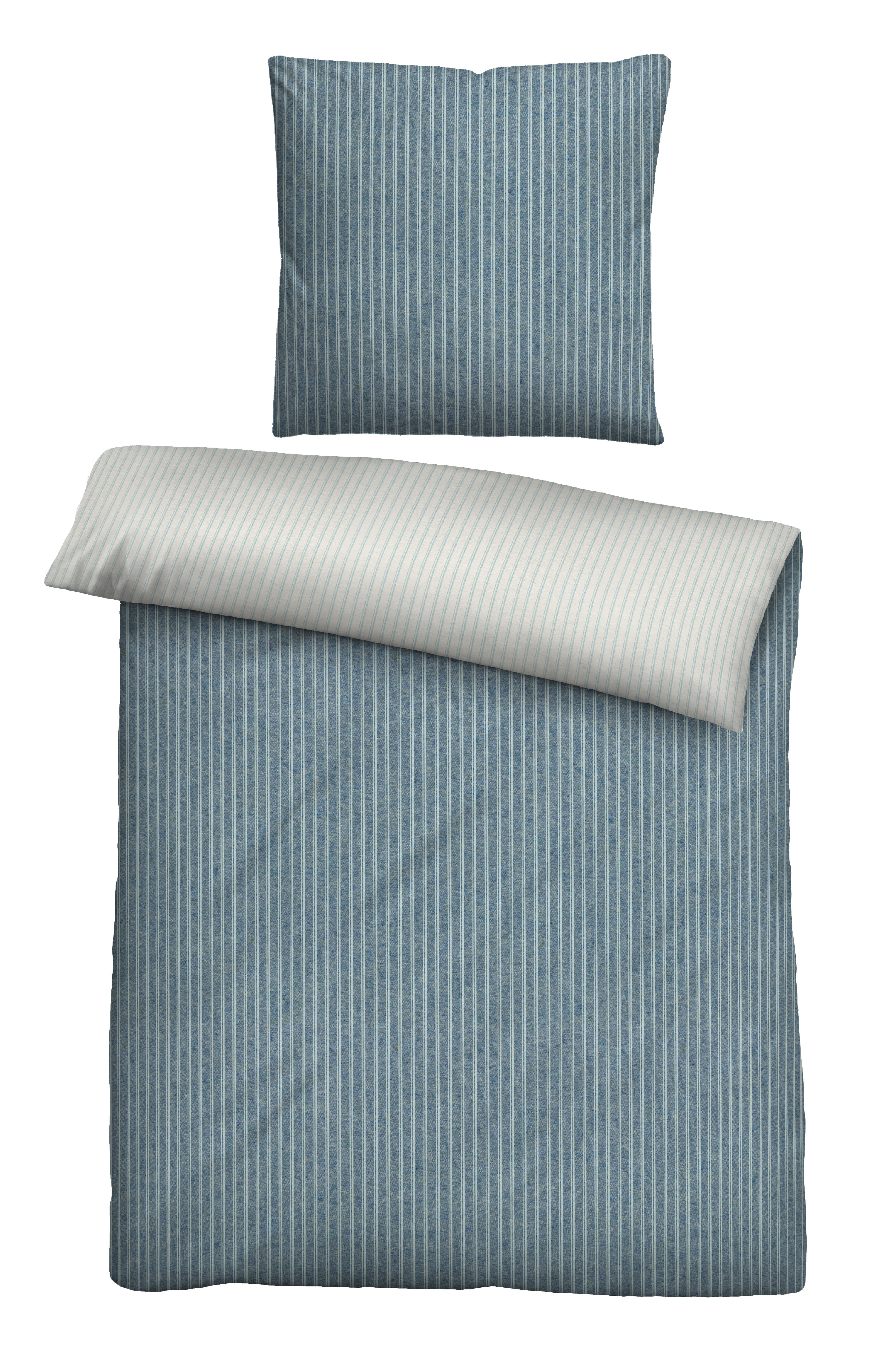 biberna Melange-Flanell-Bettwäsche ca. 155x220cm in Farbe Blau biberna Melange-Flanell-Bettwäsche ca. 155x220cm in Farbe Blau, Bettwäsche, Bettbezug, Streifen, Blaue Farbe, Bed_Sheet_Pillow_Cover