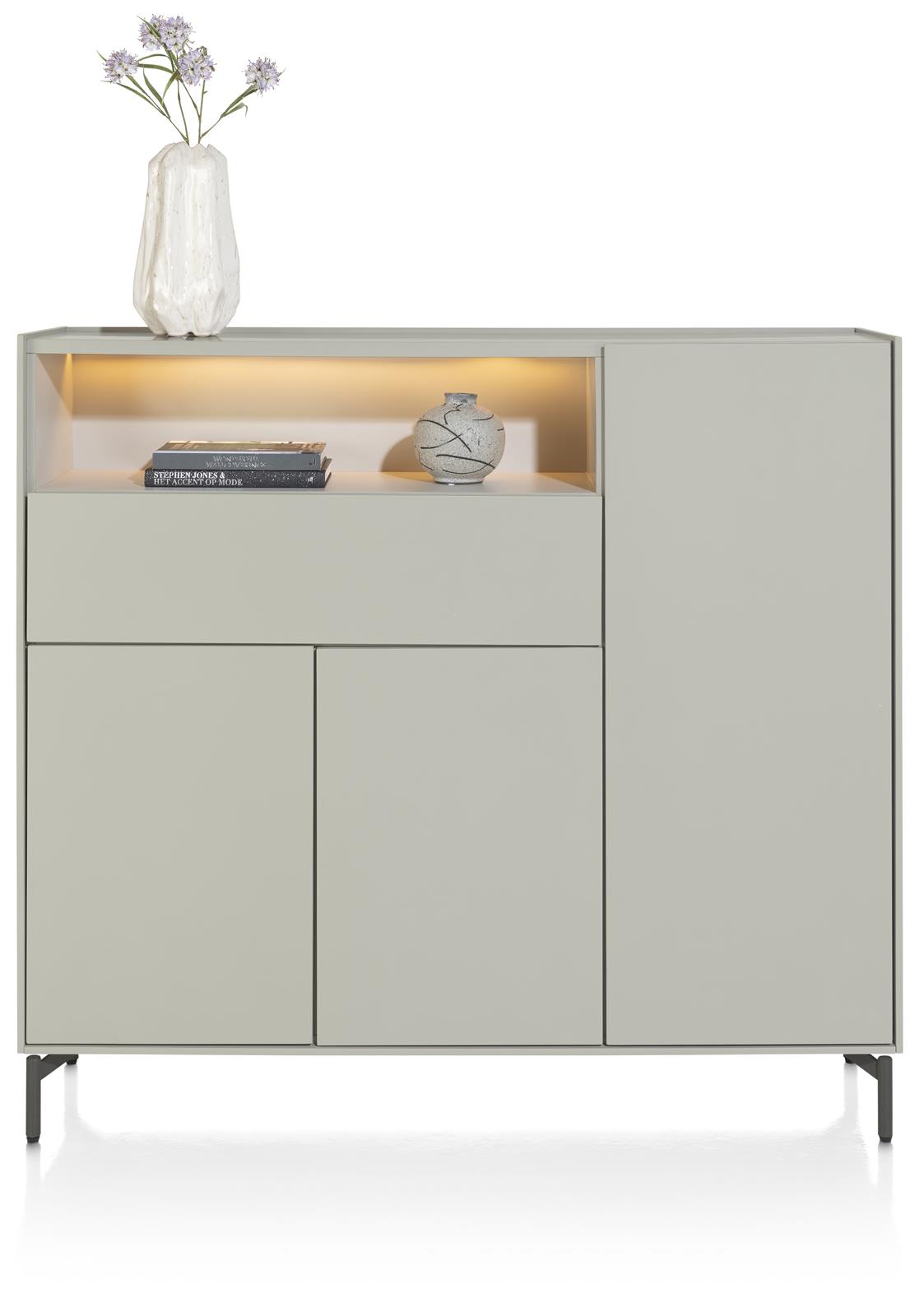 XOOON Highboard NOON ca. B148 H135 T42 cm in silk grey