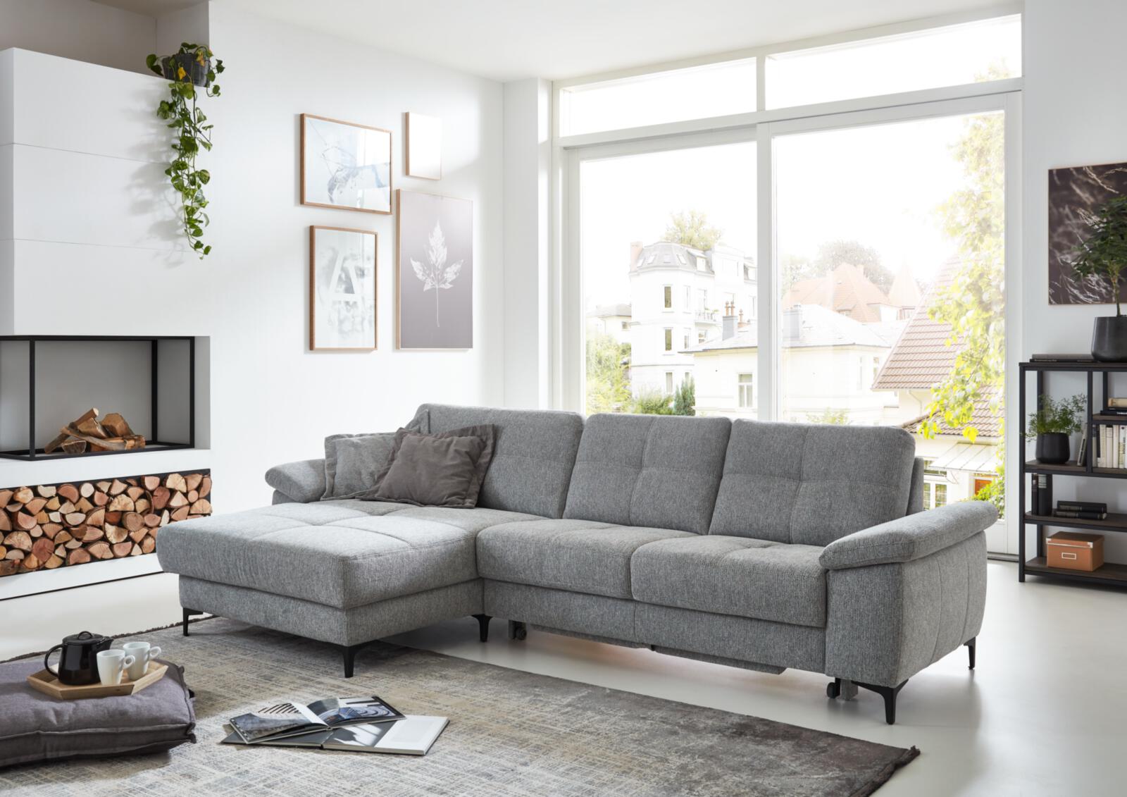 Candy Polsterecke VIVA ca. 296x162cm in Stoff Famous Frost grey, Couch, Mobiliar, Inneneinrichtung, Wohnzimmer, Zimmer