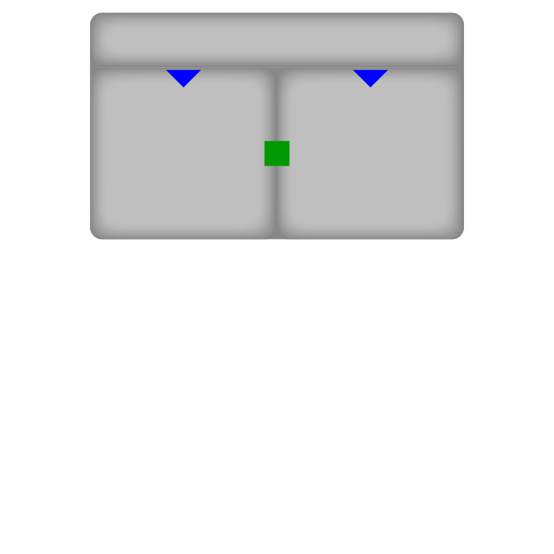 Sofa, Polstersofa, grau, zwei Sitzkissen, Rückenlehne