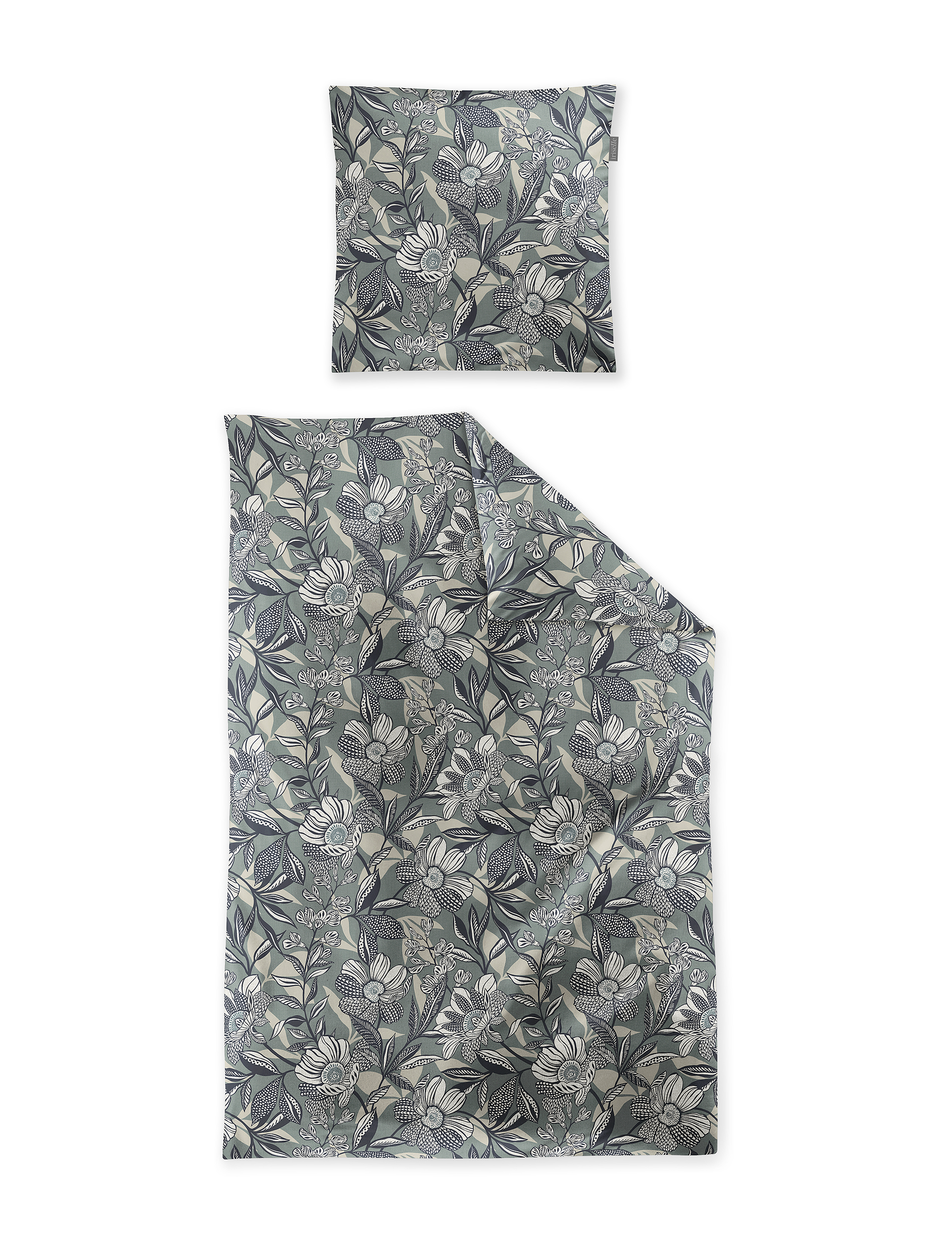 irisette Mako-Satin Bettwäsche in ca. 155x220cm // Mako-Satin Bettwäsche // salbei // 155x220 cm // 100% Baumwolle // trocknergeignet, waschbar bei 60 Grad Celsius, Dekoration für Zuhause