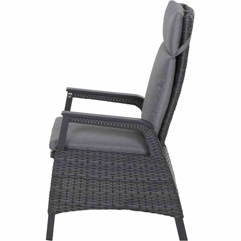 Gautzsch Dining-Sessel SOLEA in matt anthrazit/night-blue , Sitzkissen, Sessel, Gartenmöbel, Rattan, Grau