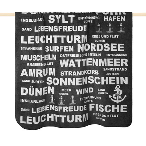 Pad Home Design Decke 150 x 200 cm TYPO NORDSEE ca. 150x200 cm in dark grey