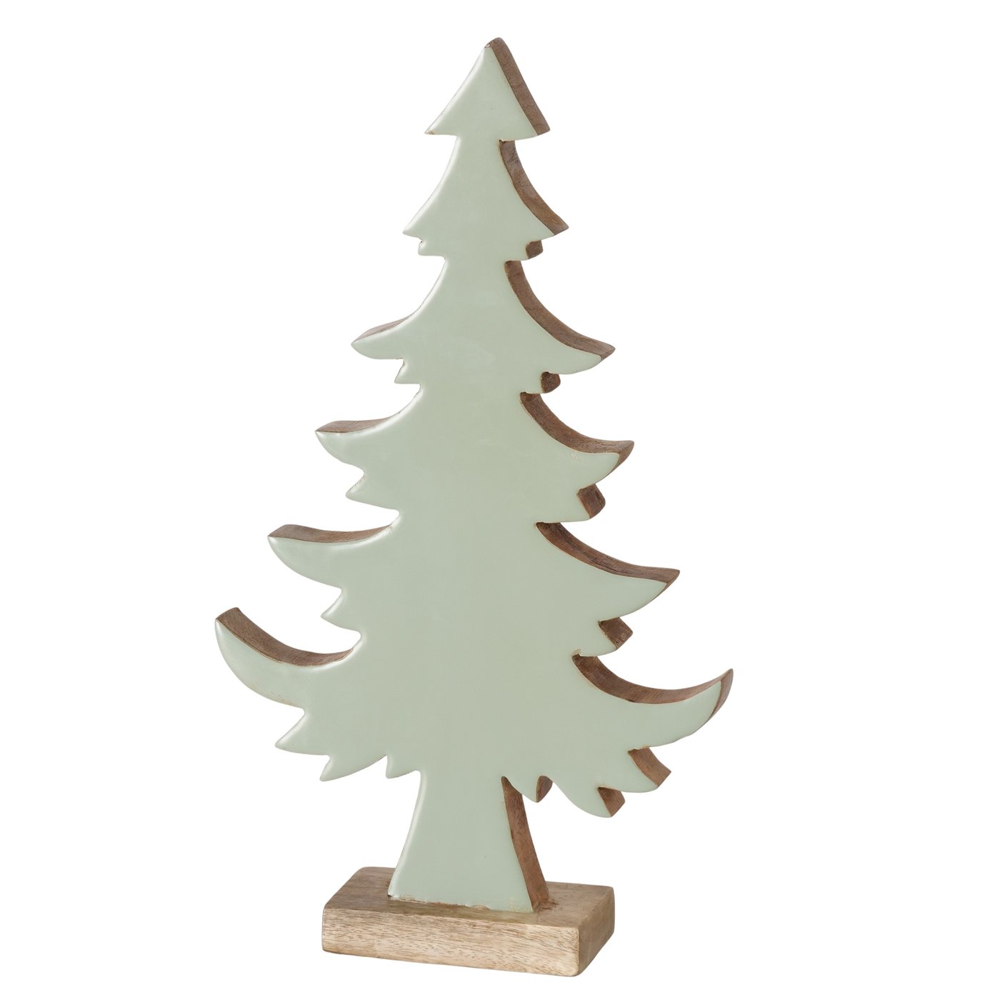 Boltze Dekoaufsteller Farmhouse Christmas Holz Mehrfarbig, Weihnachtsbaum-Deko, Holz, Mintgrün, Standfuß, Tannenbaumform