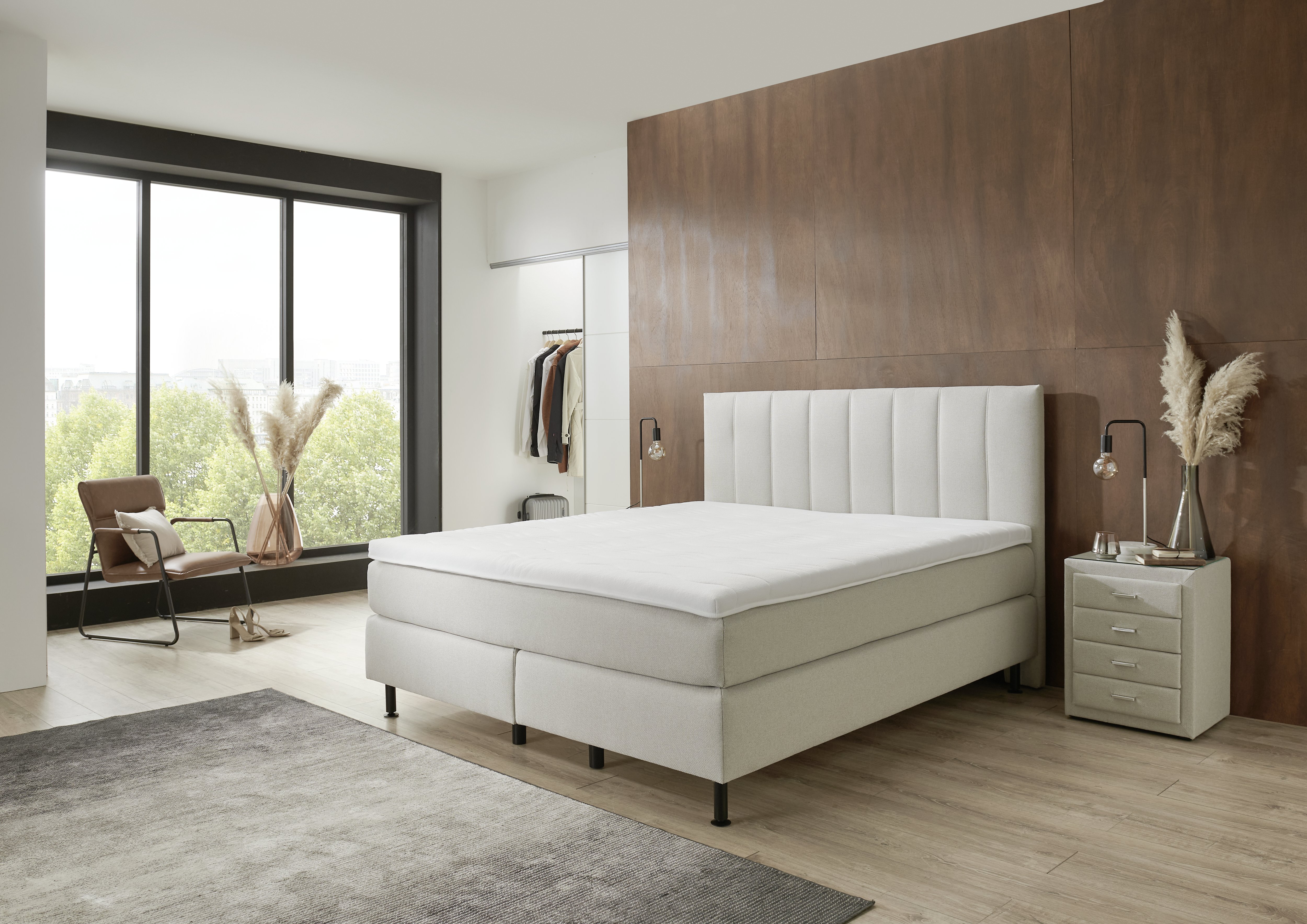 Modulmaster Boxspringbett OC-BX23164 4-Sterne Beige Oschmann Comfortbetten Boxspringbett OC-BX23164 4-STERNE in **Stoff Berry natur Pg.2, Drinnen, Innenarchitektur, Mobiliar, Bett, Dekoration für Zuhause