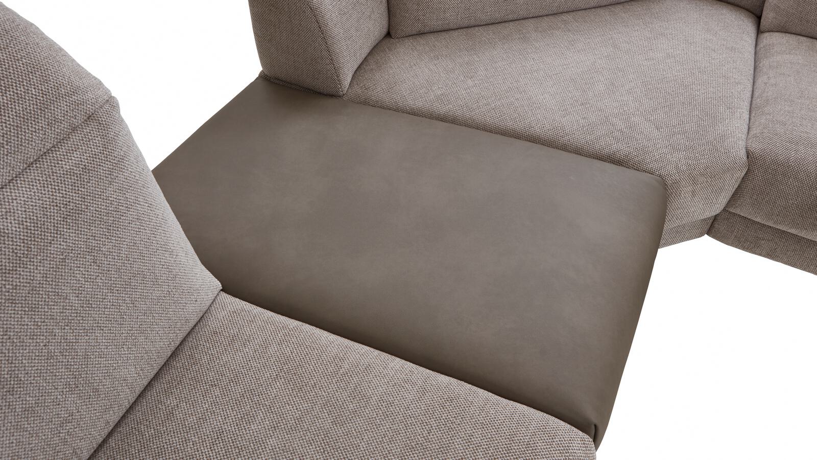 Polsteria Polstereckgruppe FERNANDO ca. 258x288cm in Stoff Aurin beige/Leder Evita smoke