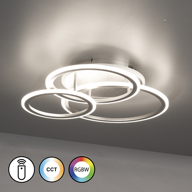 Fischer & Honsel LED-Deckenleuchte GELDER 1-flammig in Farbe Nickel matt/Acryl satiniert, decke, lampe, deckenleuchte, hängende lampe, ringform