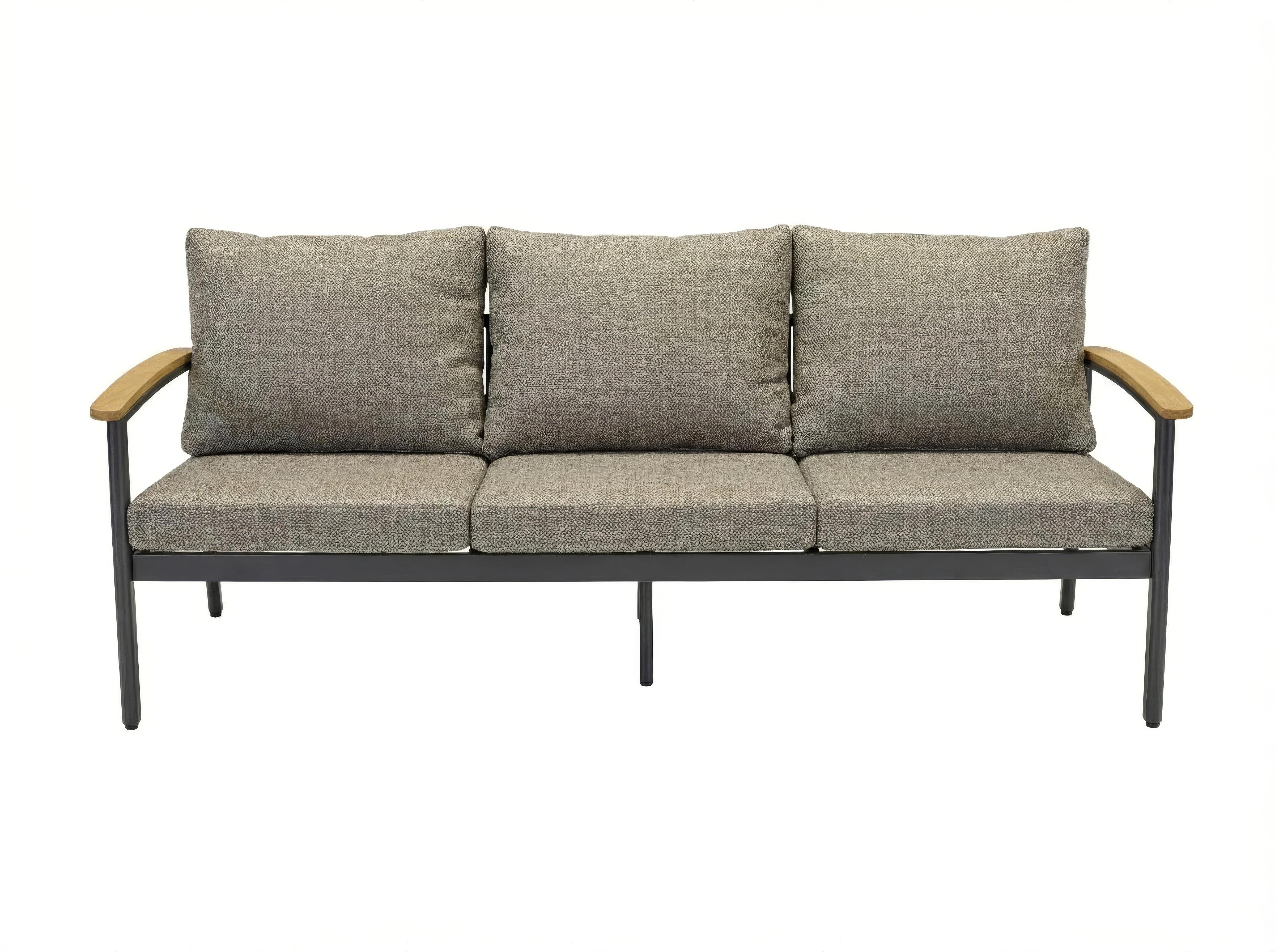 L.C. Wholesaler Living-Set 3-tlg. AVENTO in Farbe Geflecht Rope-Optik grau/Aluminium anthrazit L.C. Wholesaler Living-Set 3-tlg. AVENTO in Farbe Geflecht Rope-Optik grau/Aluminium anthrazit, Couch, Mobiliar, Kissen, Dekoration für Zuhause, Bank