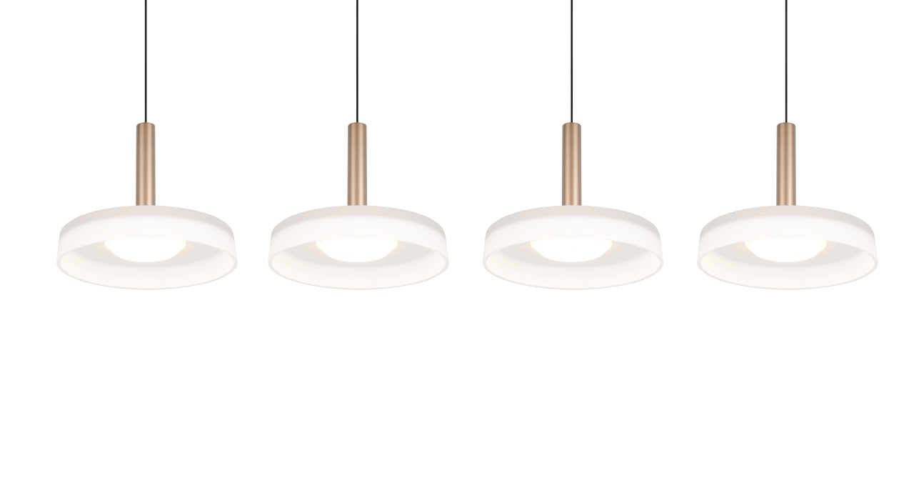 Trio LED-Pendelleuchte CELESTE 4-flammig in Farbe Coffee, Glas weiß